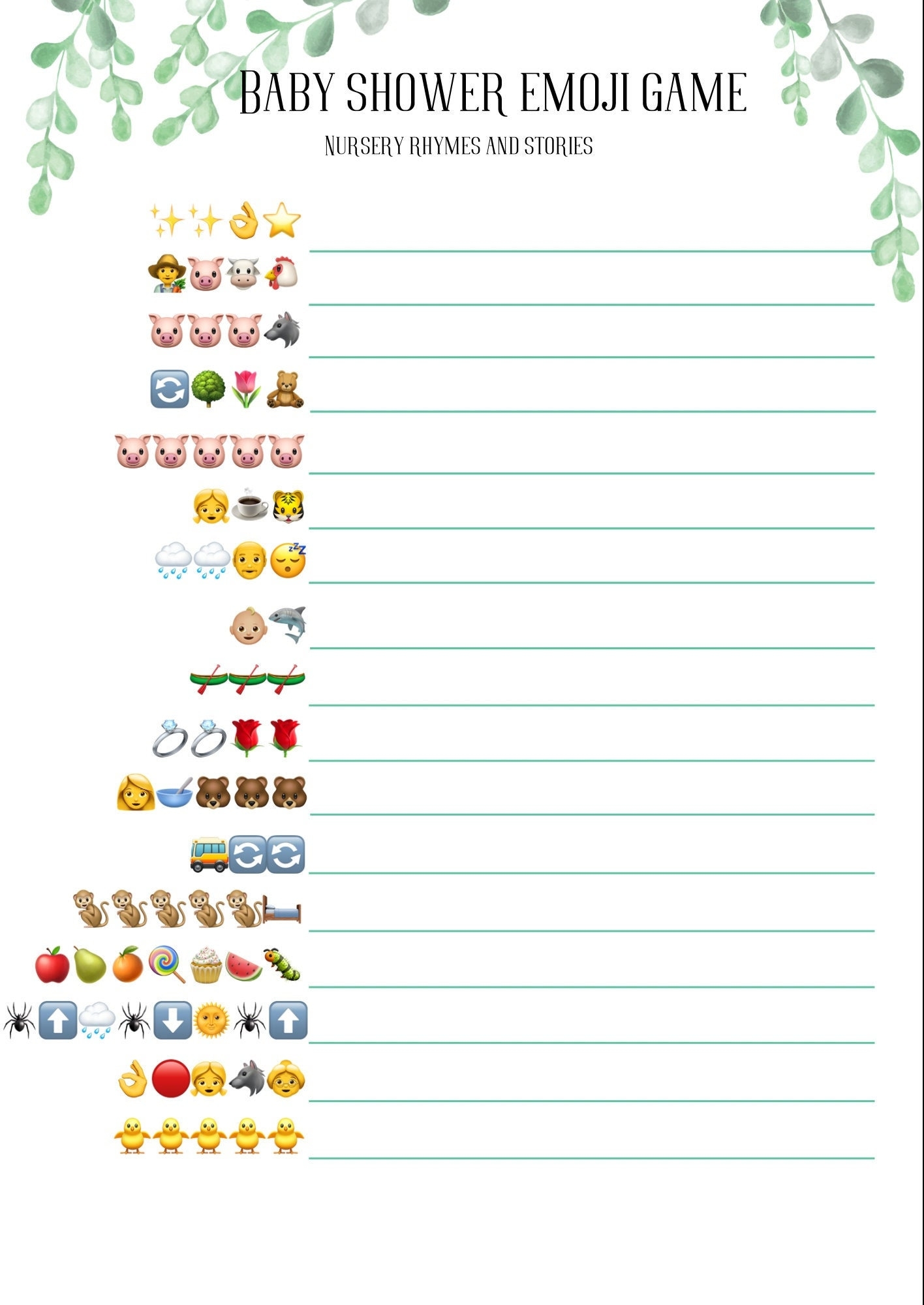 free printable emoji baby shower game