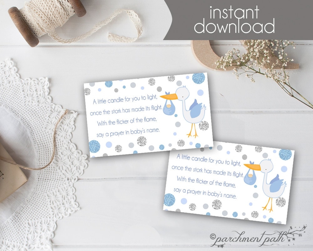 Baby Shower Favor Light A Candle Baby Wishes Card Baby Boy Printable Baby Shower Candle Favor Tag Printable Instant Download Etsy