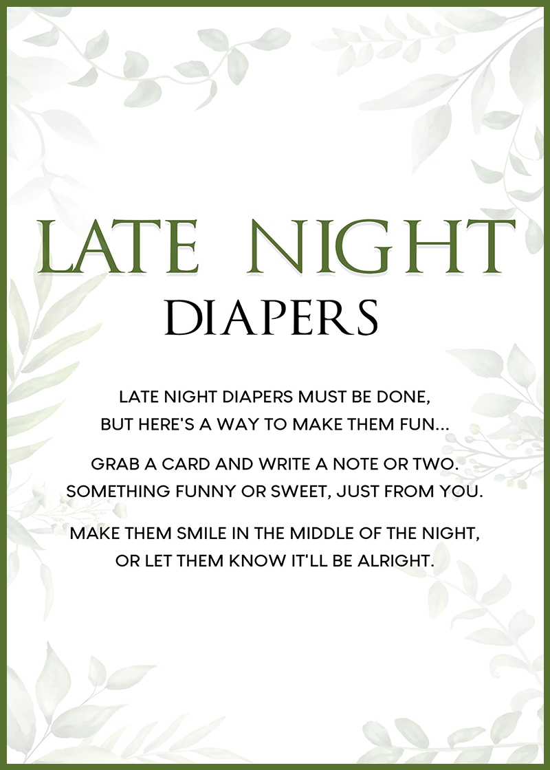 late night diaper messages free printable