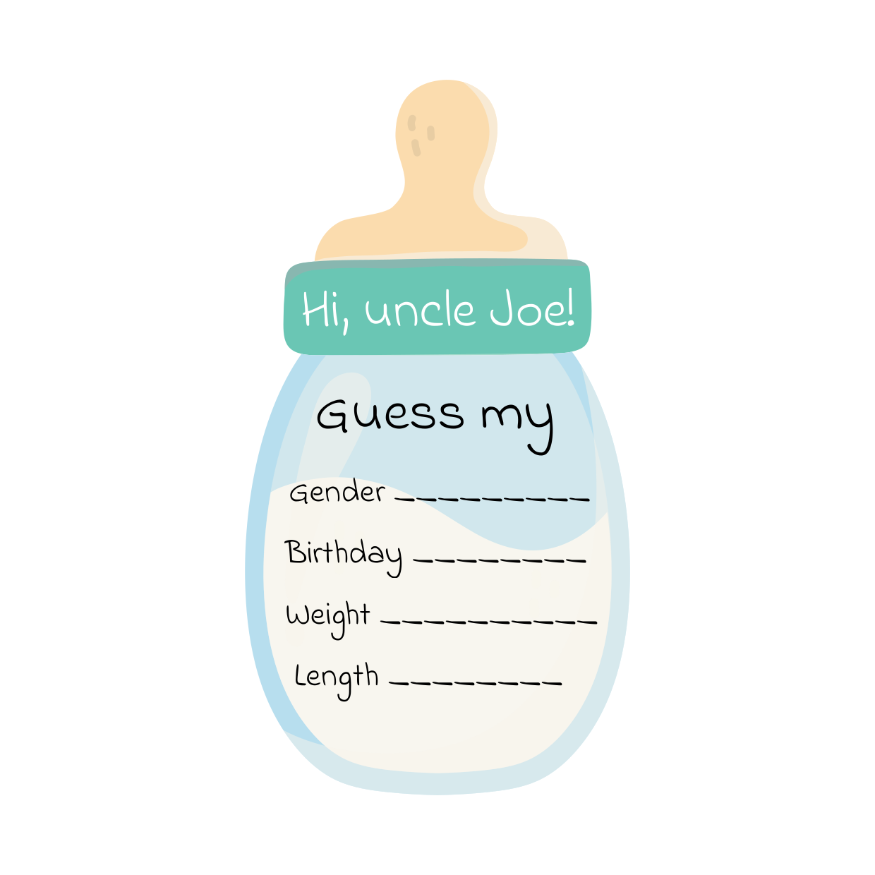 Baby Shower Guessing Game With Baby Bottle Template Square Signs