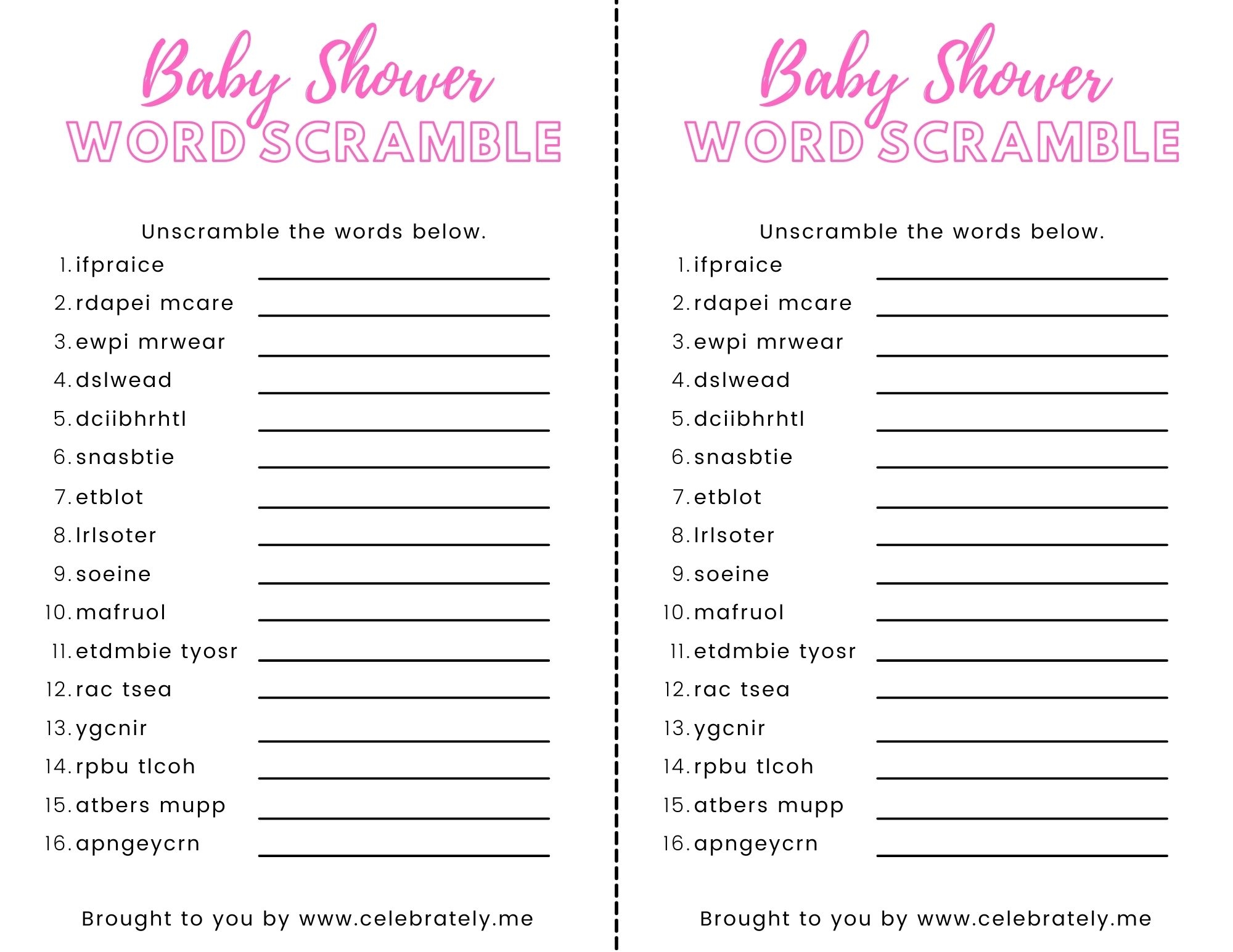 Baby Shower Word Scramble With Answers 4 Free Designs Celebrately Worksheets Library Baby Shower Word Scramble With Answers 4 Free Designs Celebrately Worksheets Library