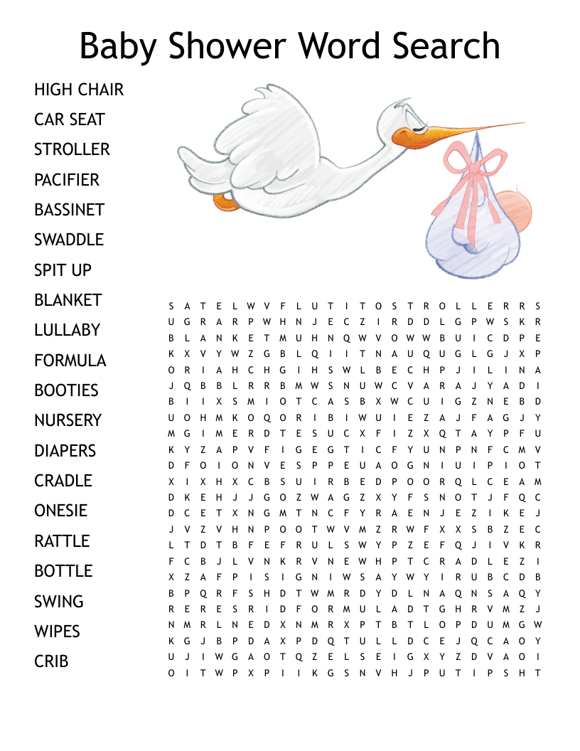 BABY SHOWER WORD SEARCH WordMint