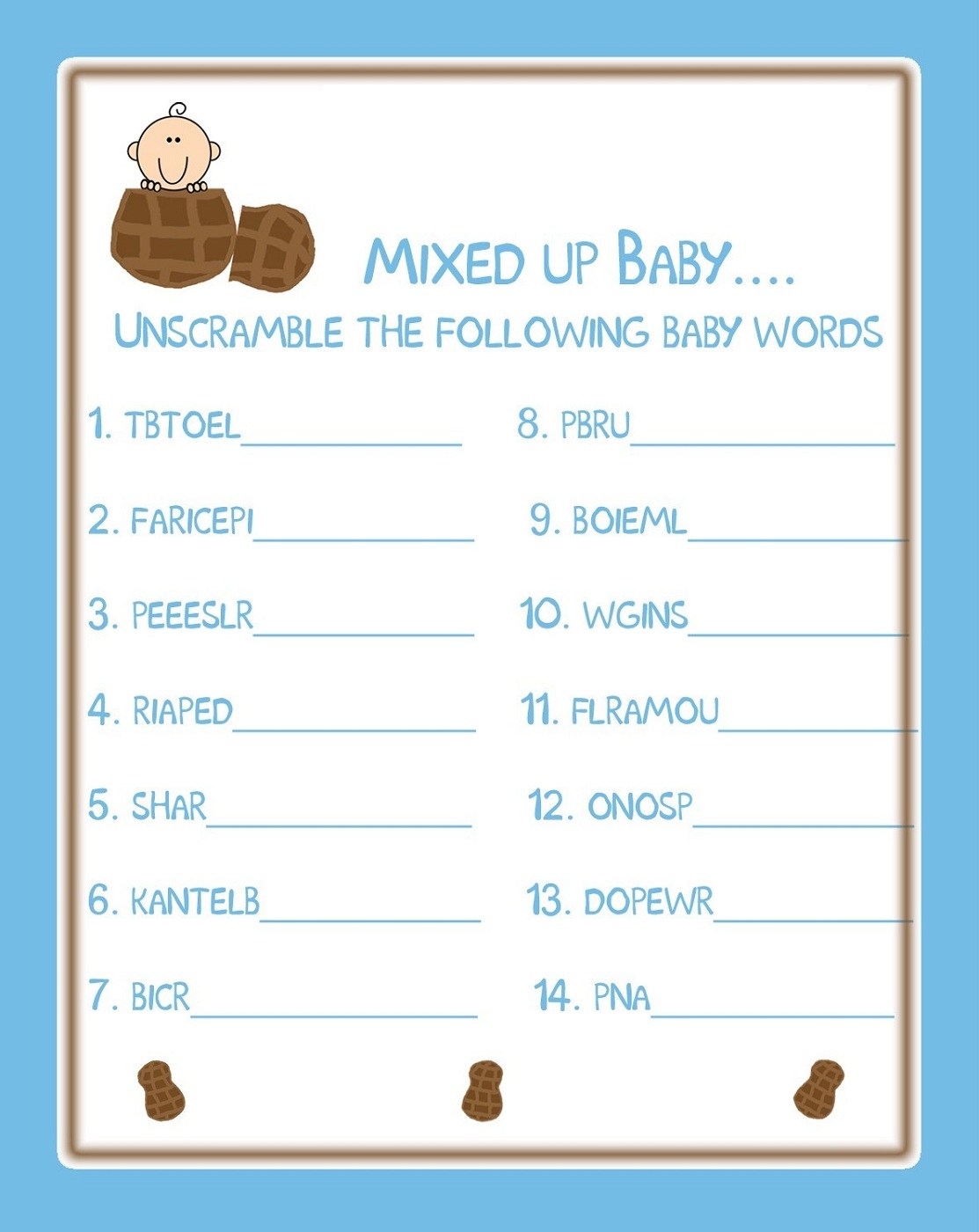 Baby Shower Words Scrambles Printable Activity Shelter Baby Shower Words Scrambles Printable Activity Shelter