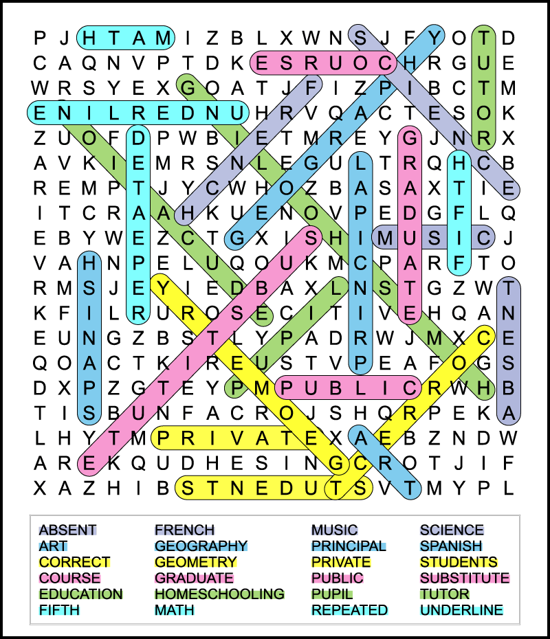 5th grade free printable word searches