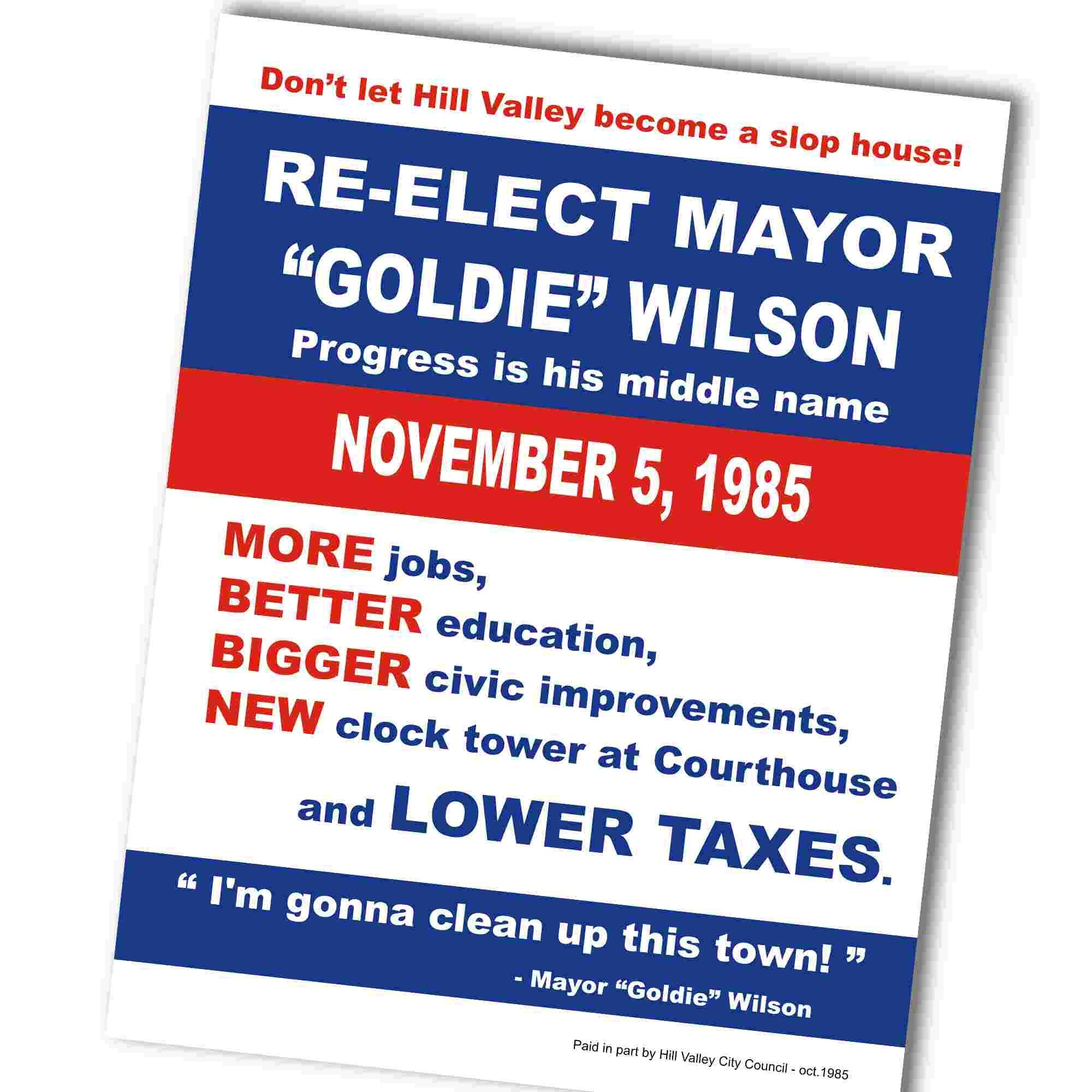 Back To The Future Goldie Wilson 1985 Re election Campaign Add Etsy