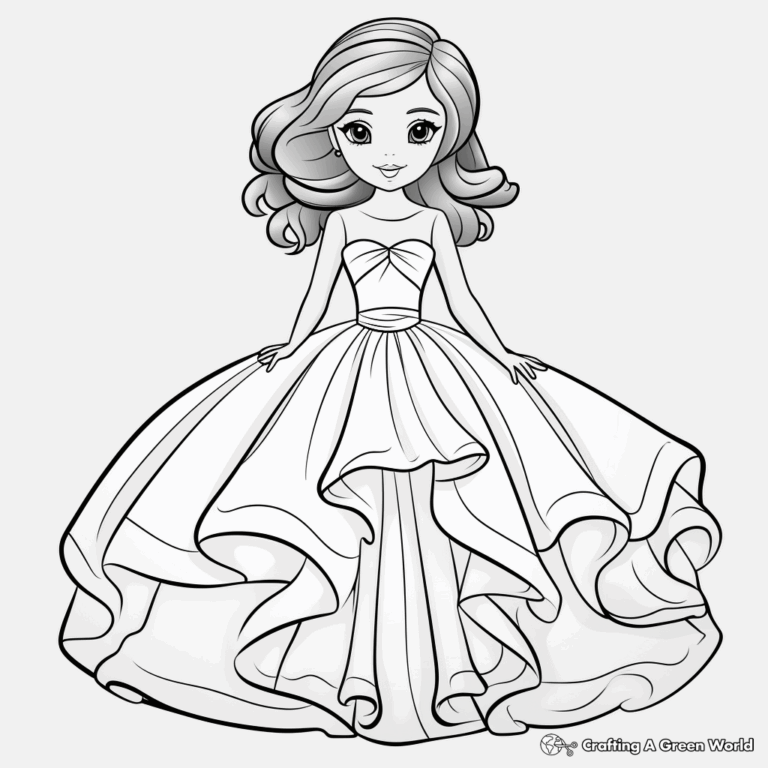 Ball Gown Dress Coloring Pages Free U0026 Printable 