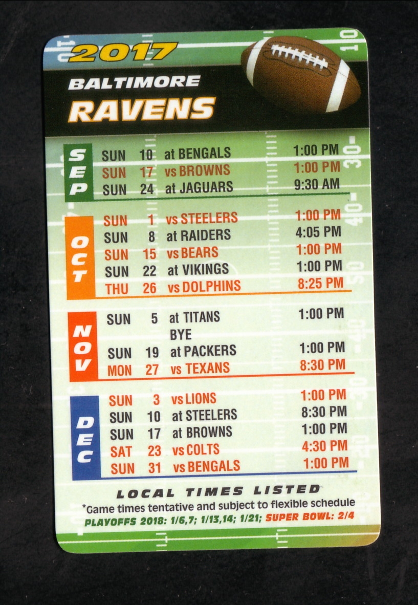 Baltimore Ravens 2017 Pocket Schedule CRW Flags EBay