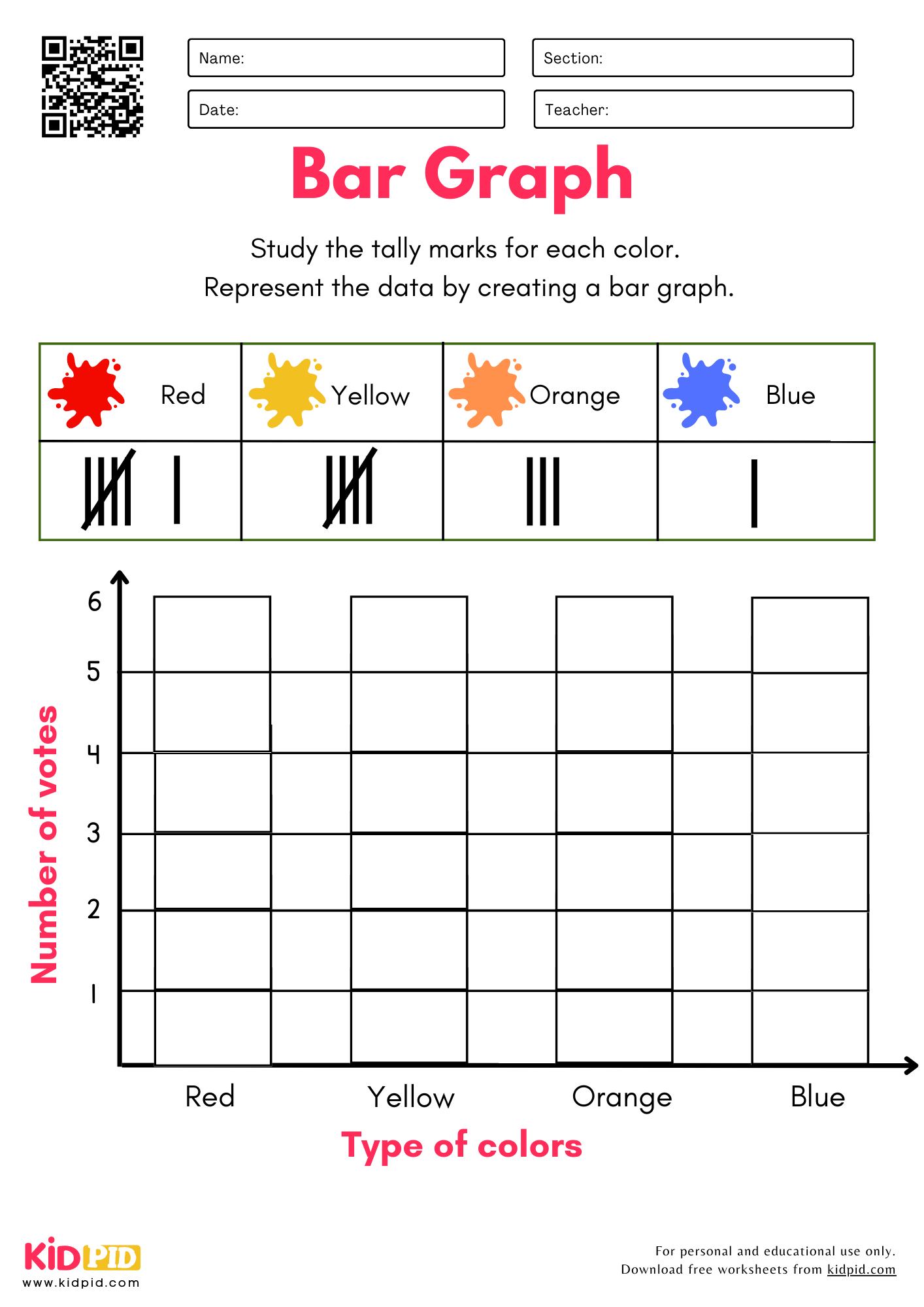 Bar Graph U0026 Tally Marks Worksheet For Grade 3 Kidpid