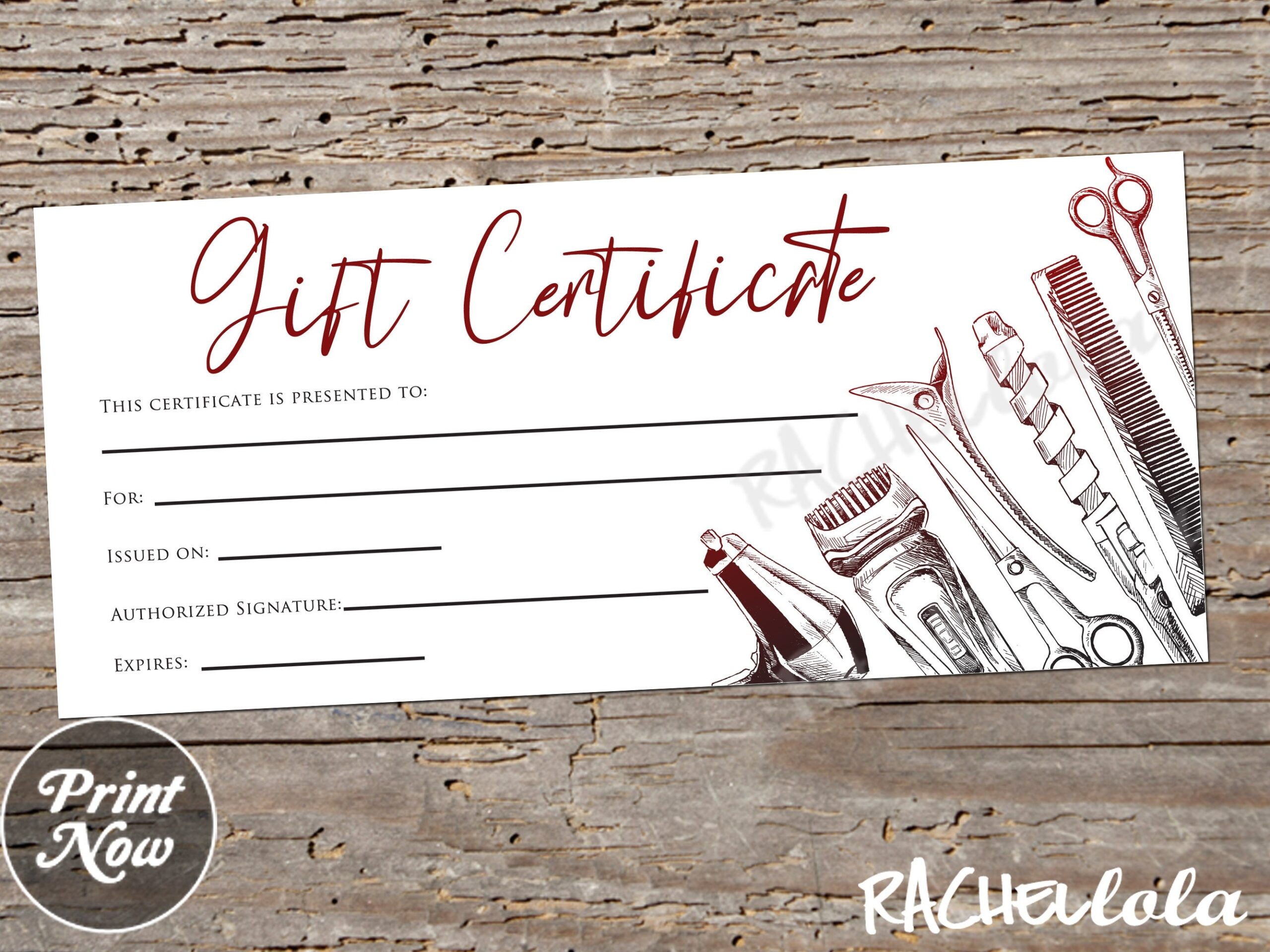 Barber Gift Certificate Printable Fillable Template Mens Hair Salon Coupon Voucher Christmas Father s Day Stylist Instant Download Etsy