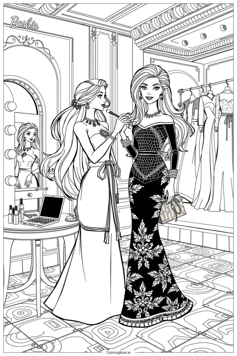 Barbie Makeup Artist Styling A Fashion Show Coloring Page Free 