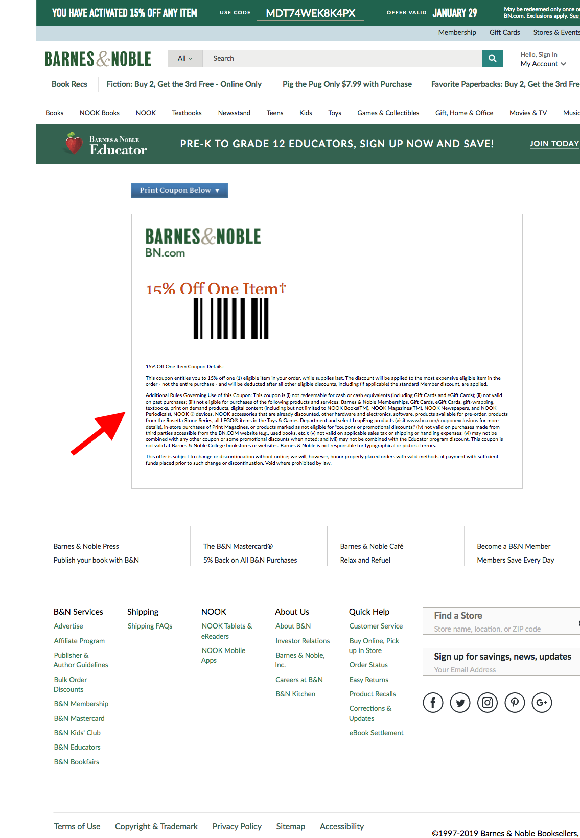 barnes noble coupons in store printable