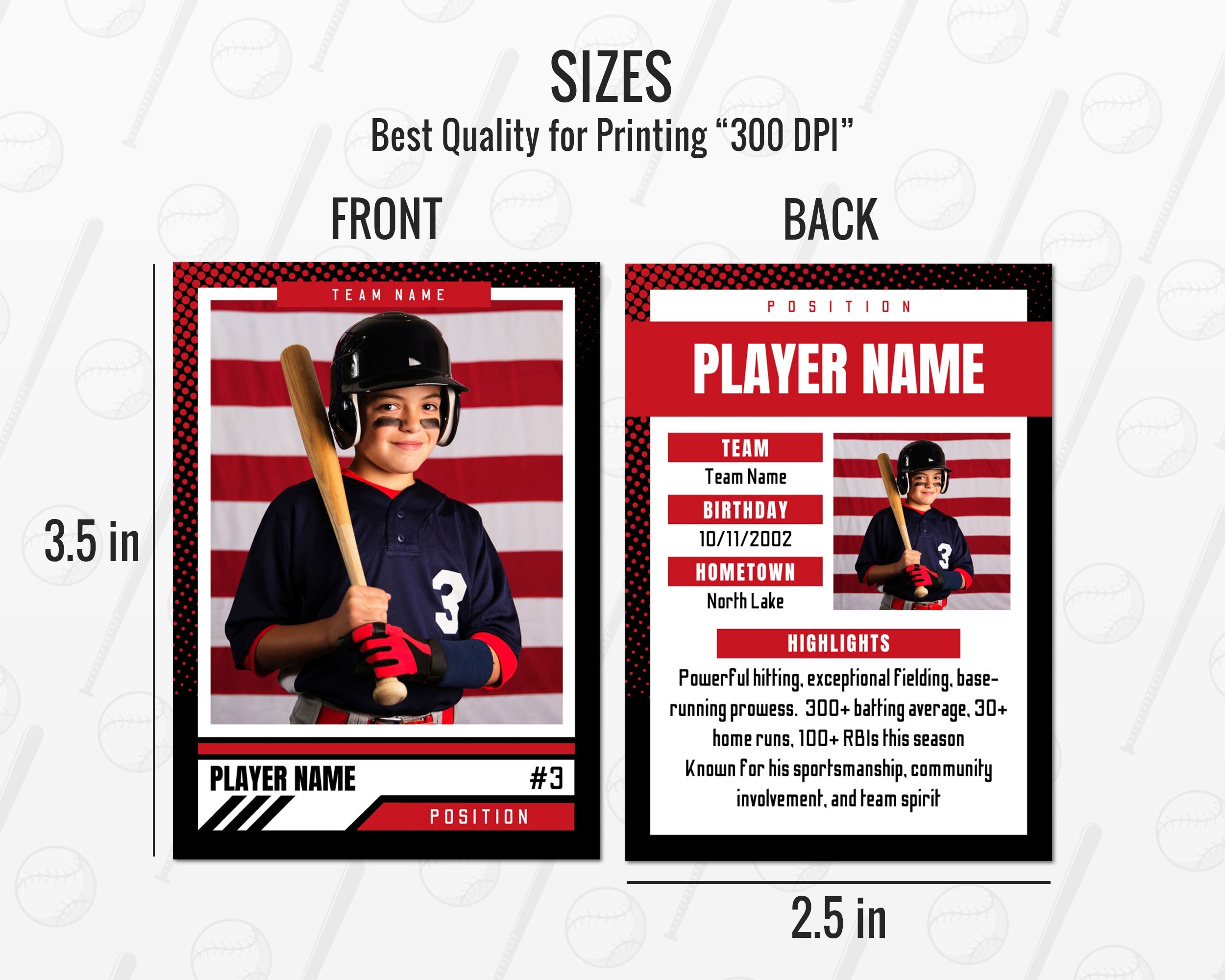 Baseball Trading Cards Template Customizable Player Card Canva 