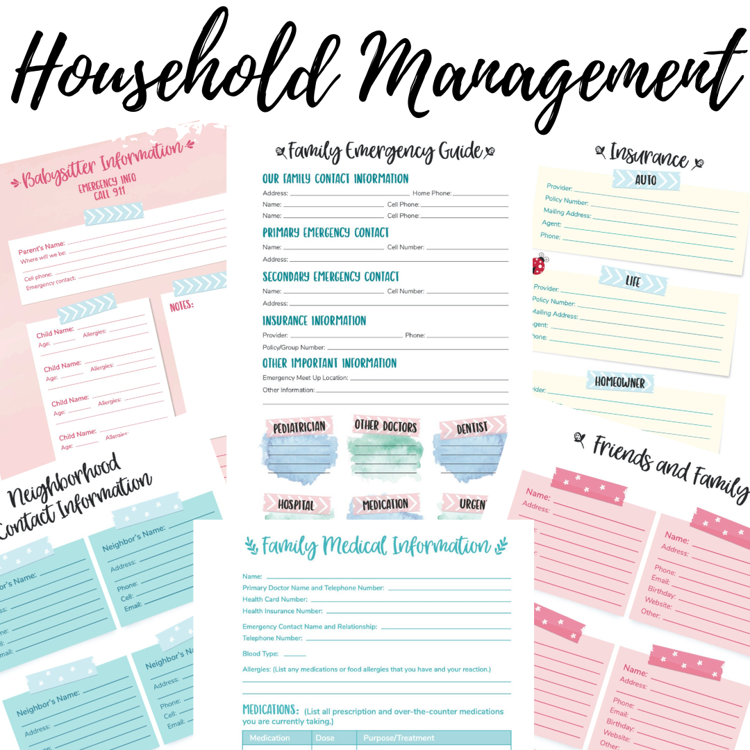 Basic Household Management Binder Pages Clutterbug
