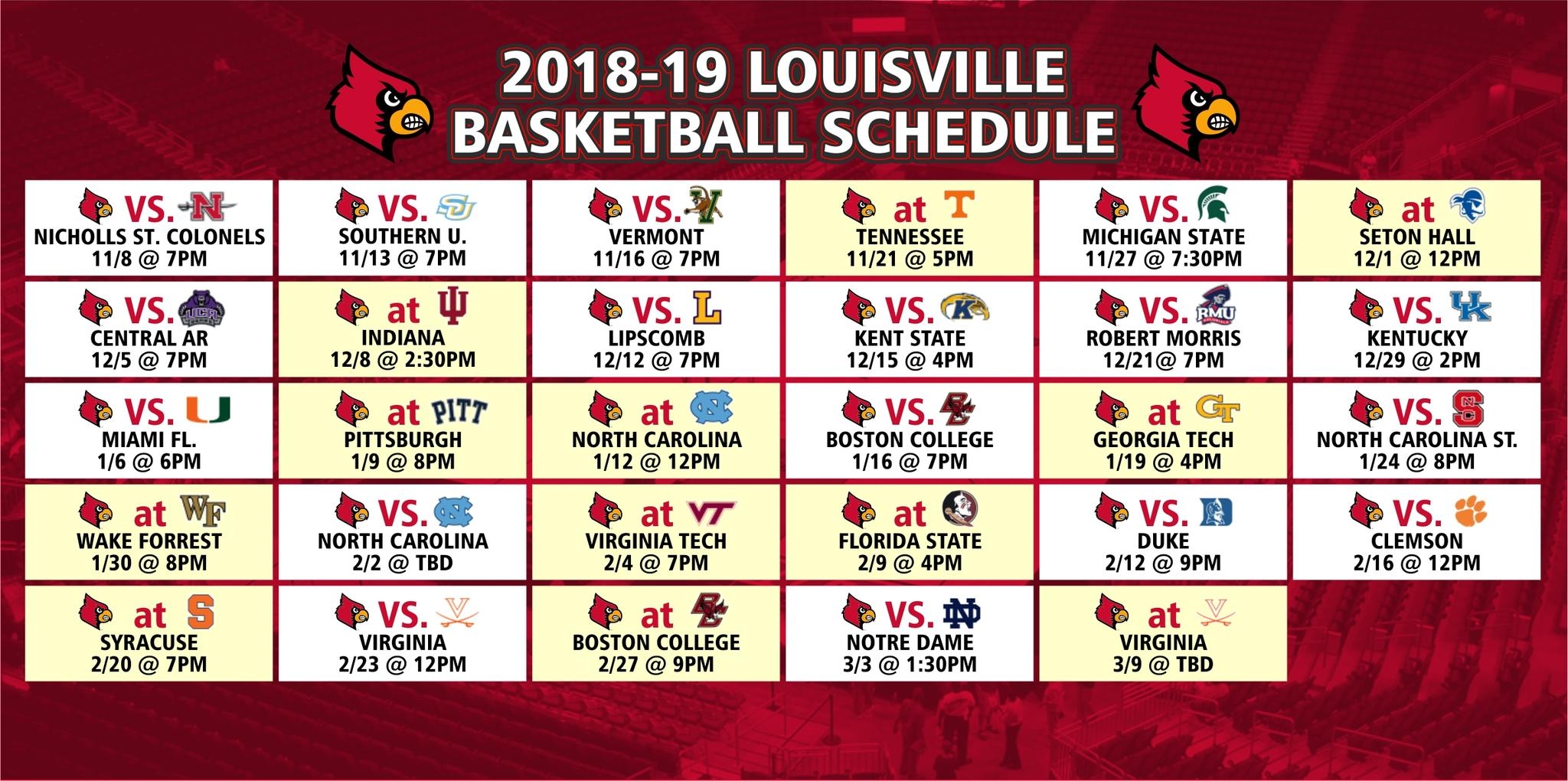Basketball Schedule JD Becker s UK U0026 UofL Superstore