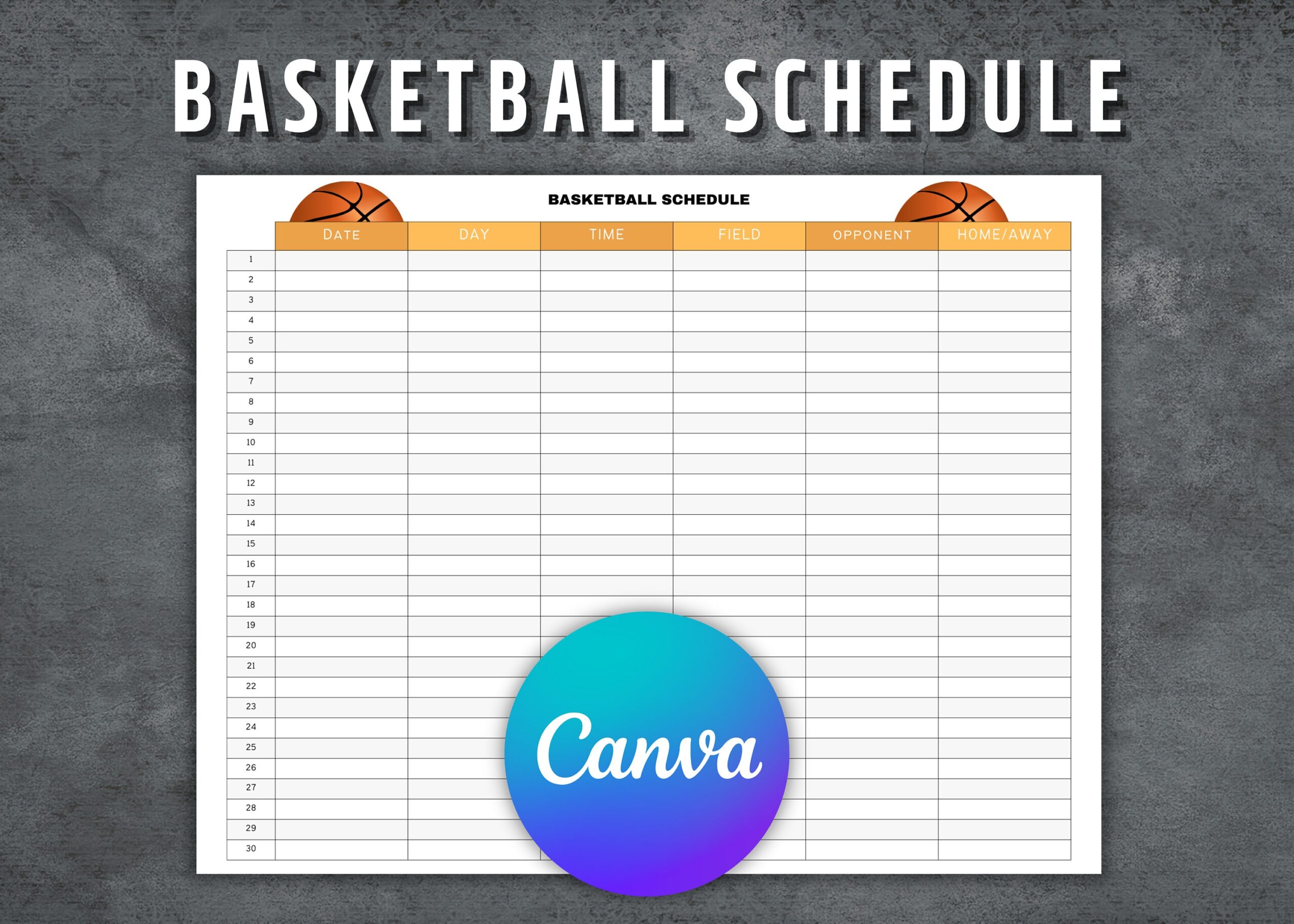 Basketball Schedule Template Printable Basketball Schedule 