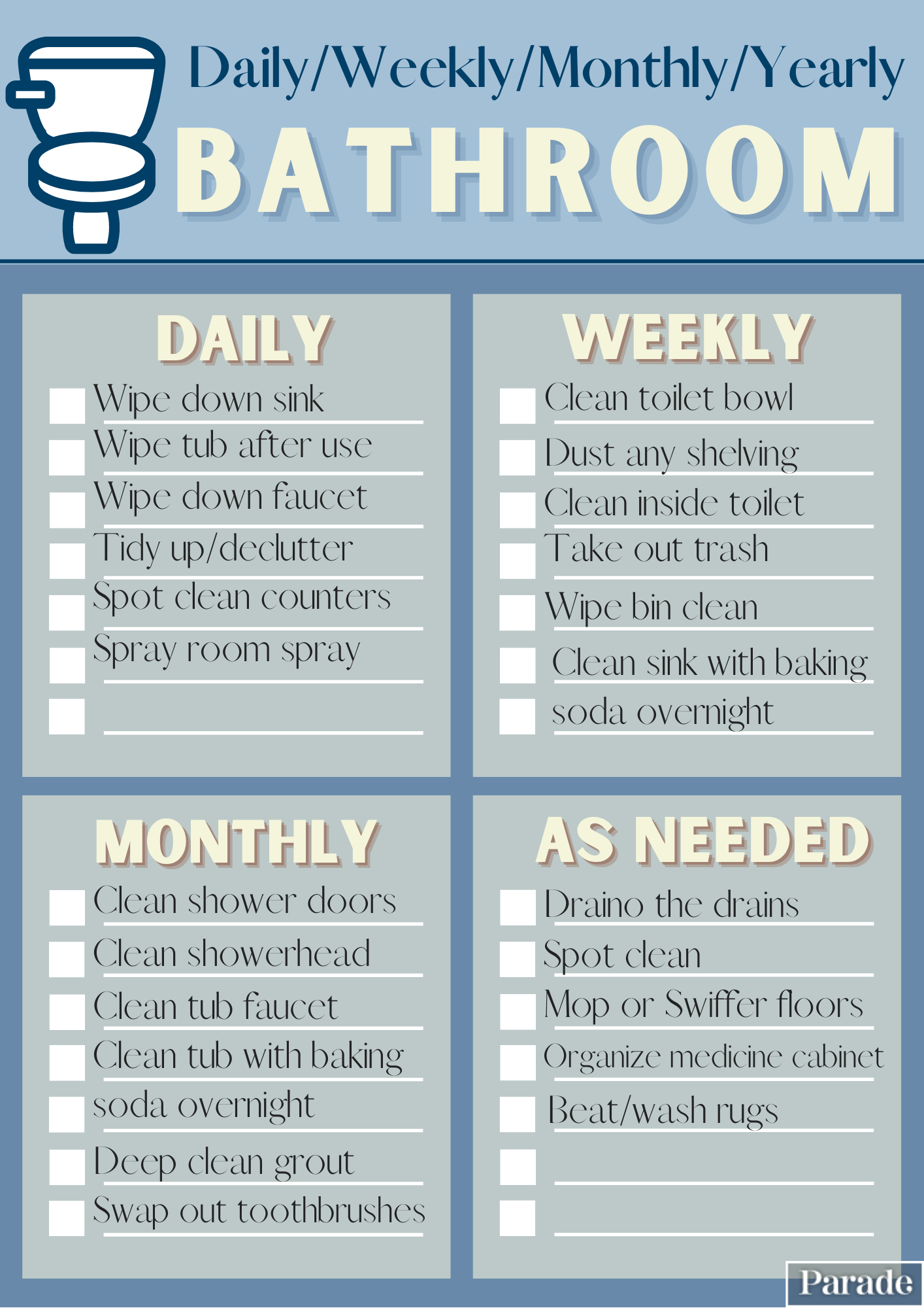 Bathroom Cleaning Checklist 10 Free Printable Options Parade Home U0026 Garden