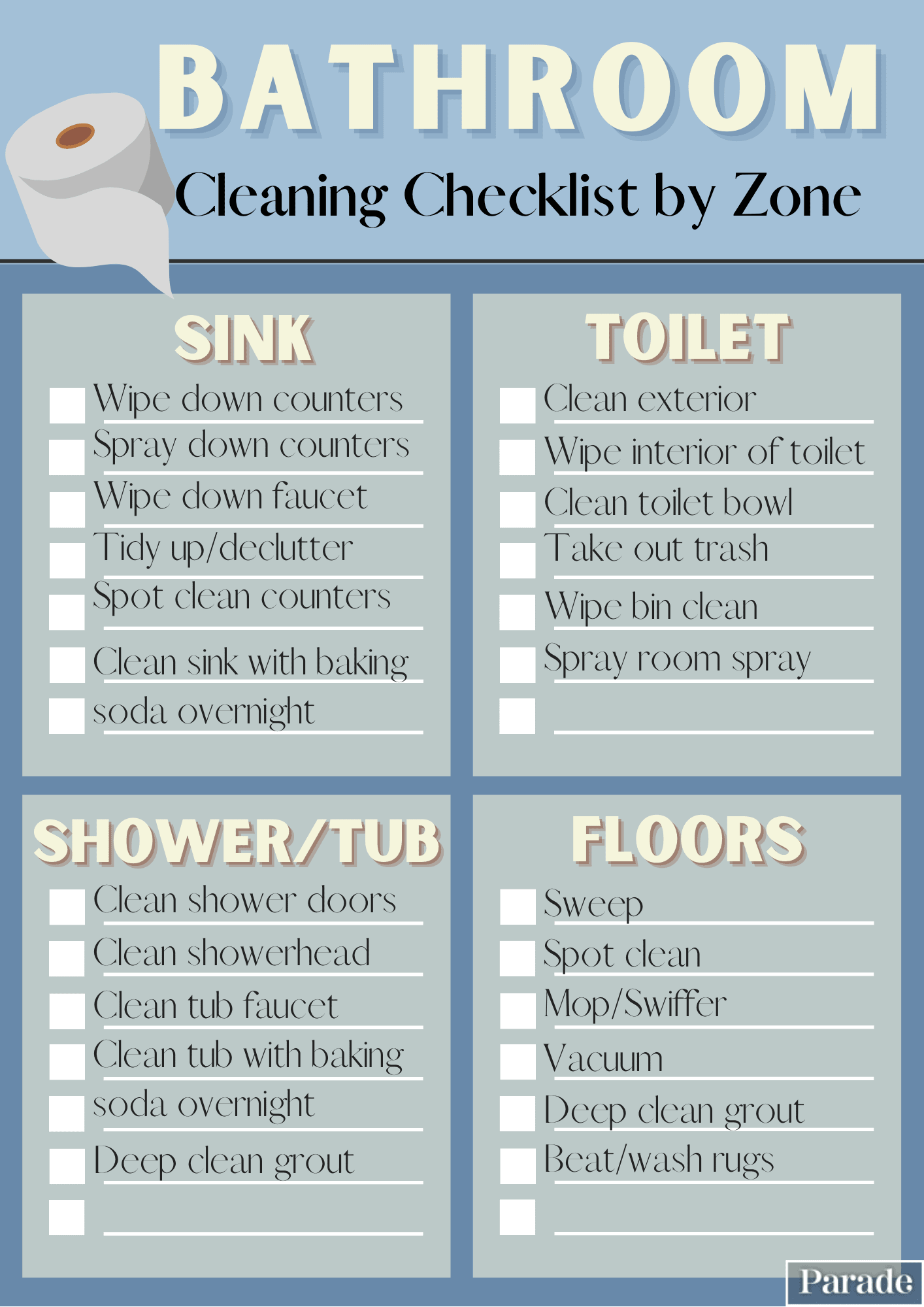 Bathroom Cleaning Checklist 10 Free Printable Options Parade Home U0026 Garden