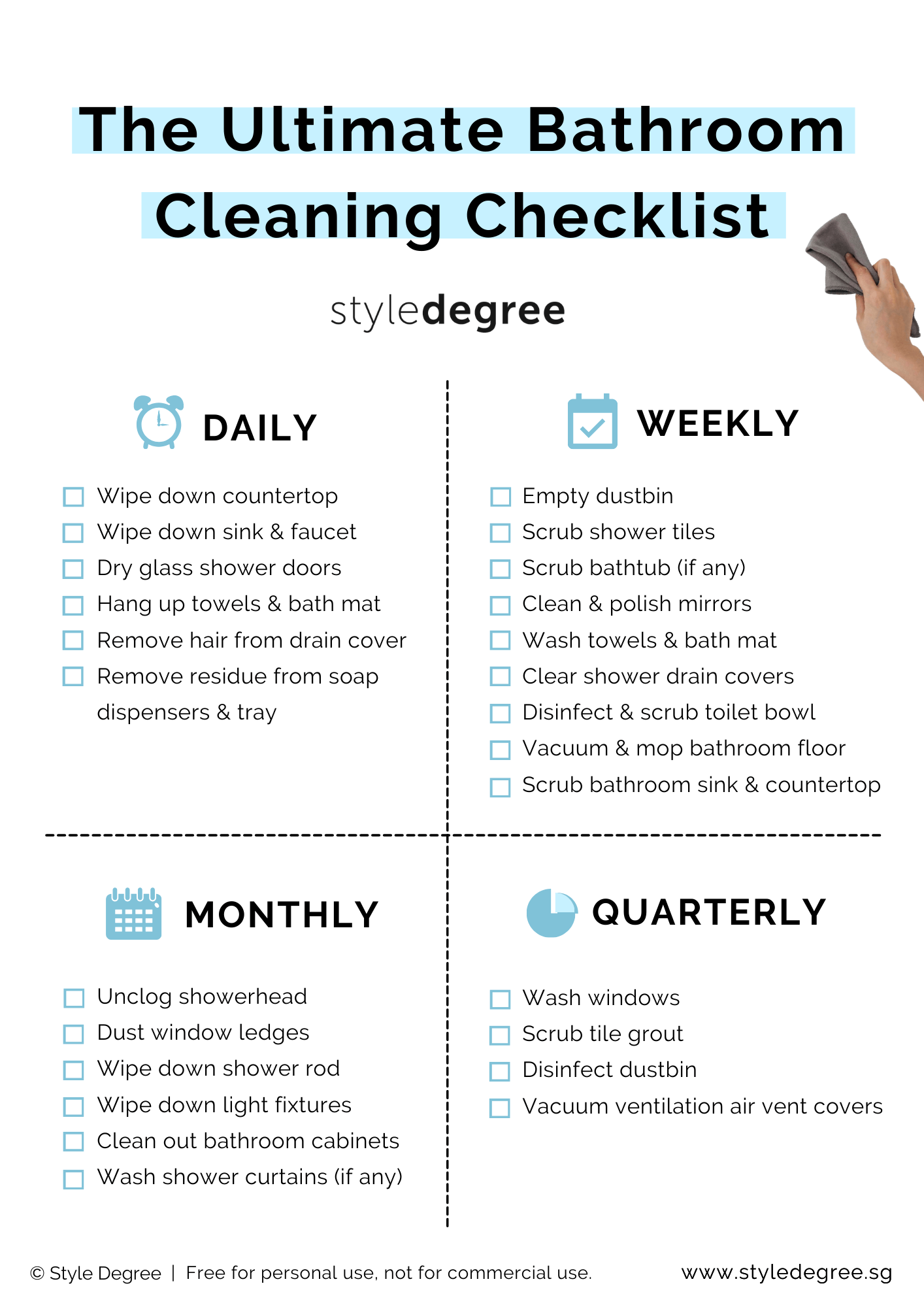 Bathroom Cleaning Checklist Free Printable By Style Degree Singapore Style Degree