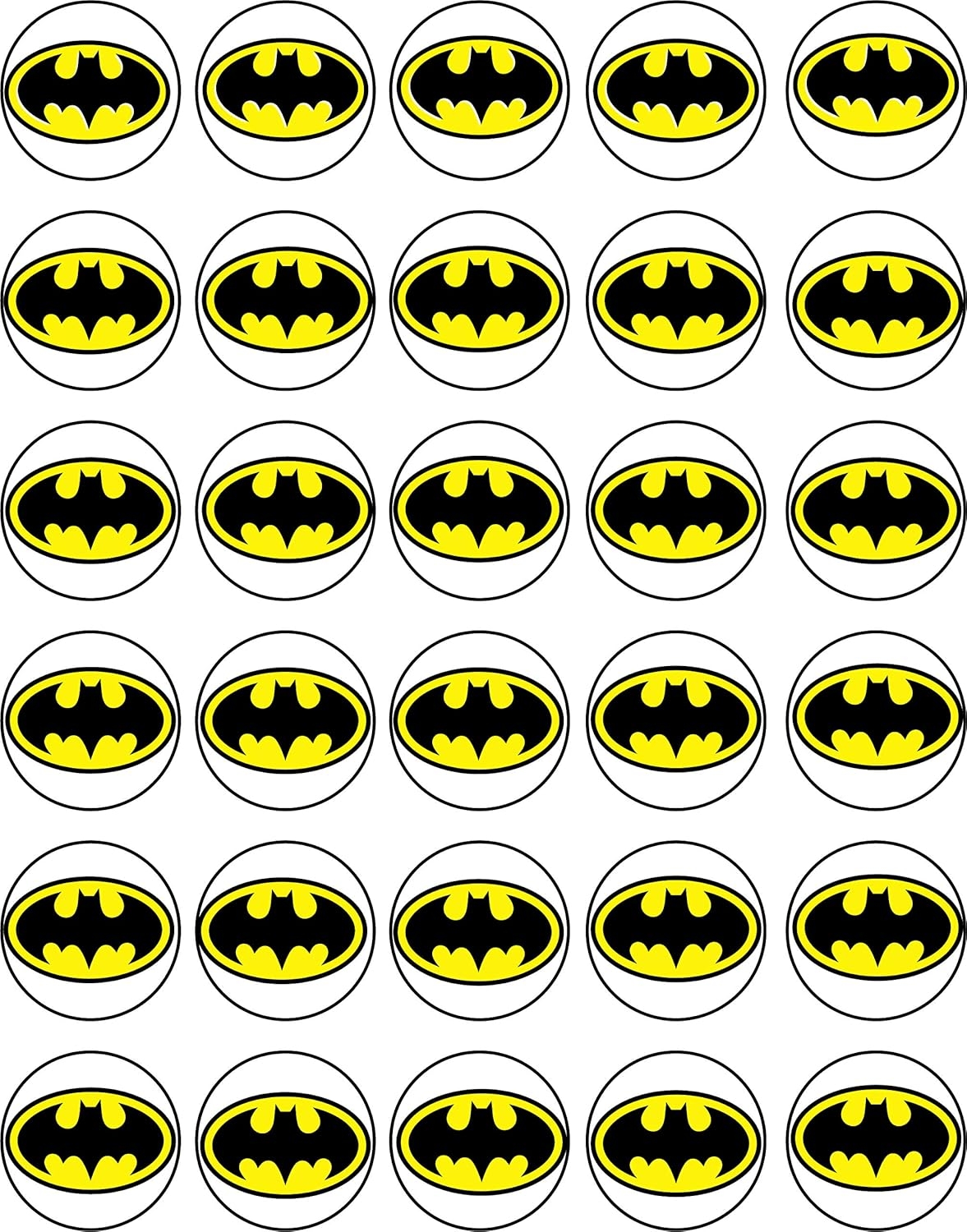Batman Logo Edible Cupcake Toppers 30 Pack 