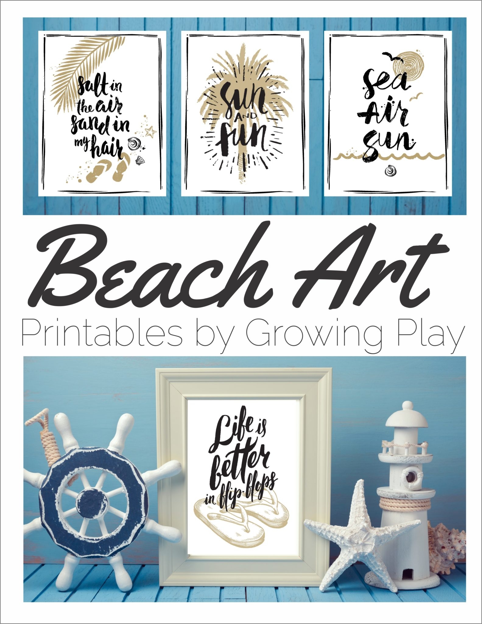 Beach Art Prints Digital Download Growing Play