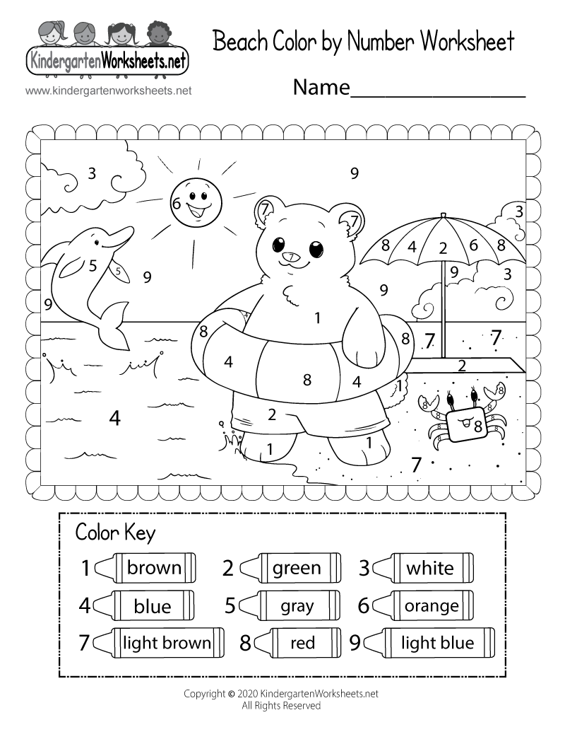 Beach Color By Number Worksheet Free Printable Digital U0026 PDF