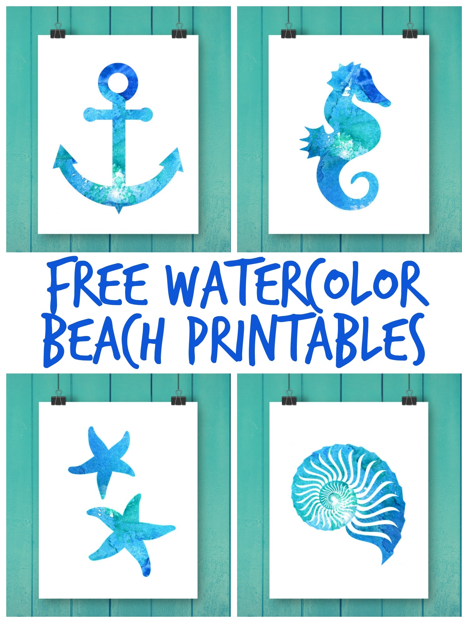 Beach Inspired Watercolor Wall Art Free Printables 