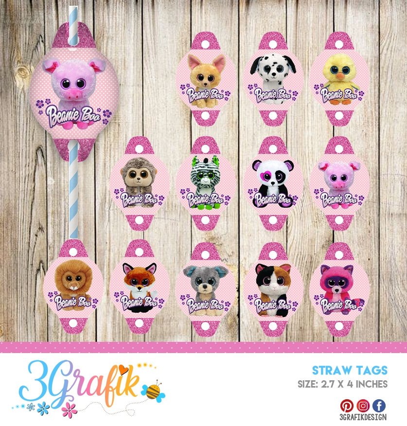 Beanie Boo Straw Tags Printable