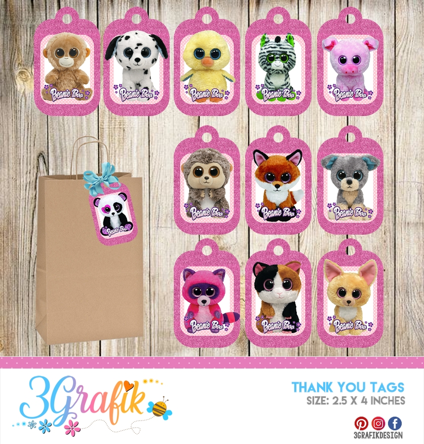 Beanie Boo Thank You Tags Printable