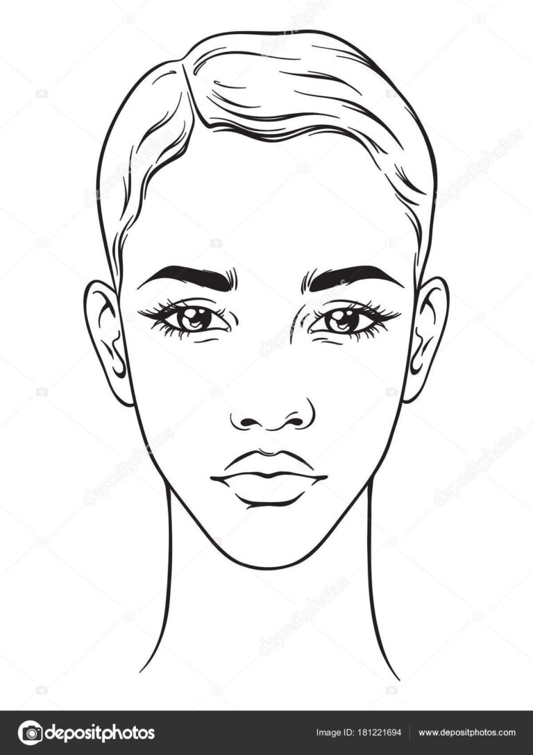 Beautiful African American Woman With Short Haircut Portrait Isolated On White Background Face Chart Makeup Artist Blank Template Vector Illustration Stock Vector By Croisy 181221694