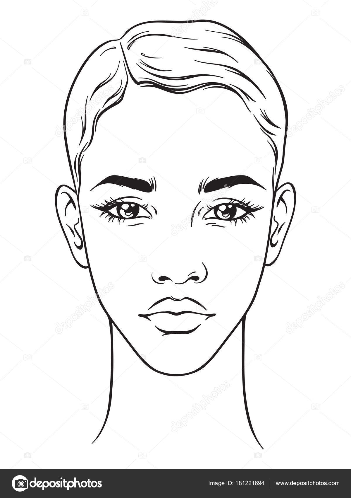 Beautiful African American Woman With Short Haircut Portrait Isolated On White Background Face Chart Makeup Artist Blank Template Vector Illustration Stock Vector By Croisy 181221694