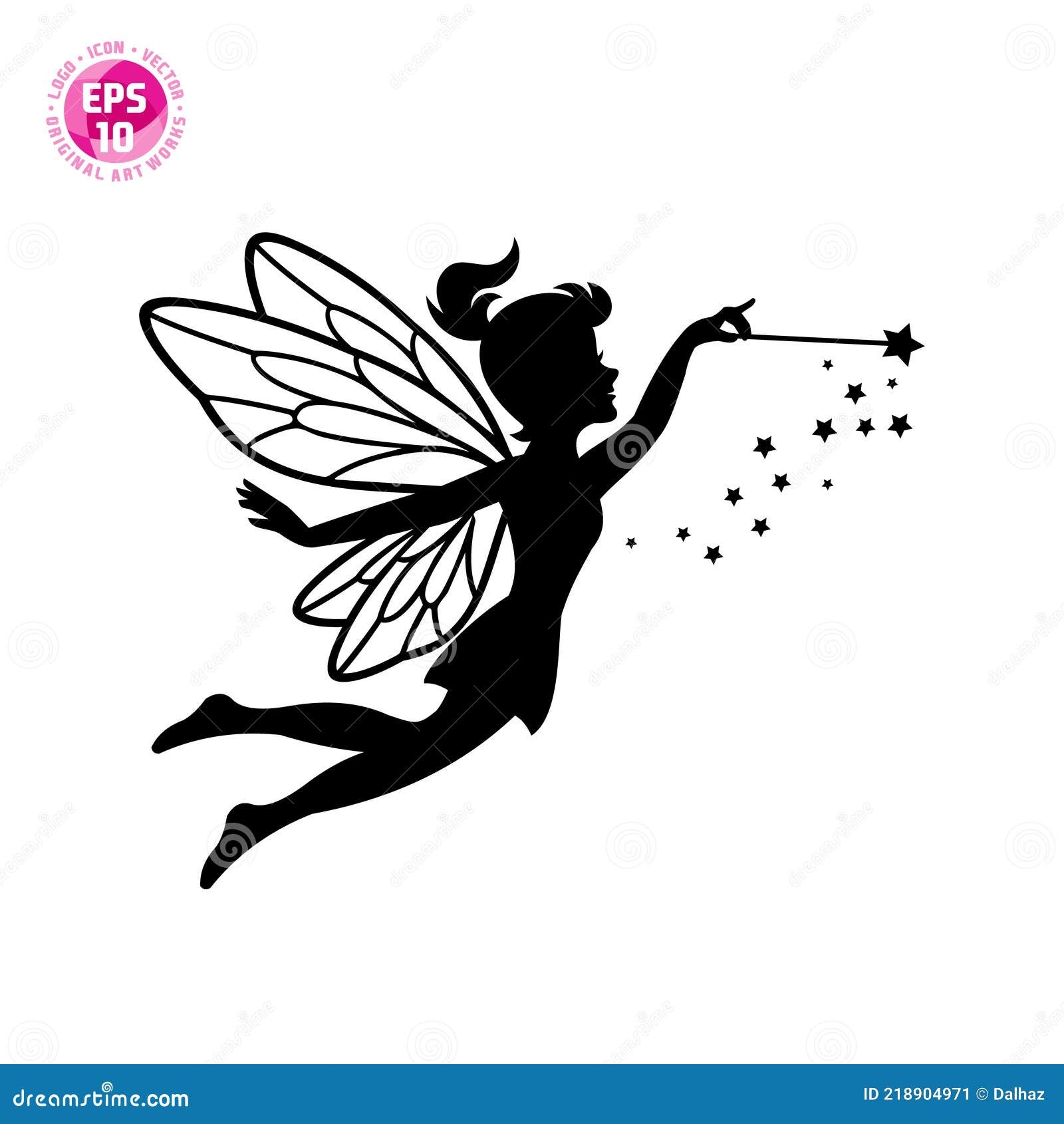Beautiful Fairy Silhouette Vector Template D Stock Vector Illustration Of Star Isolated 218904971