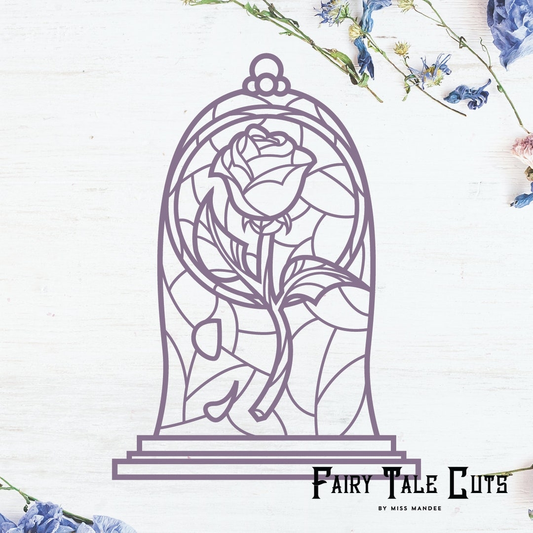 Beauty And The Beast Inspired Rose Stain Glass Cut File Design 