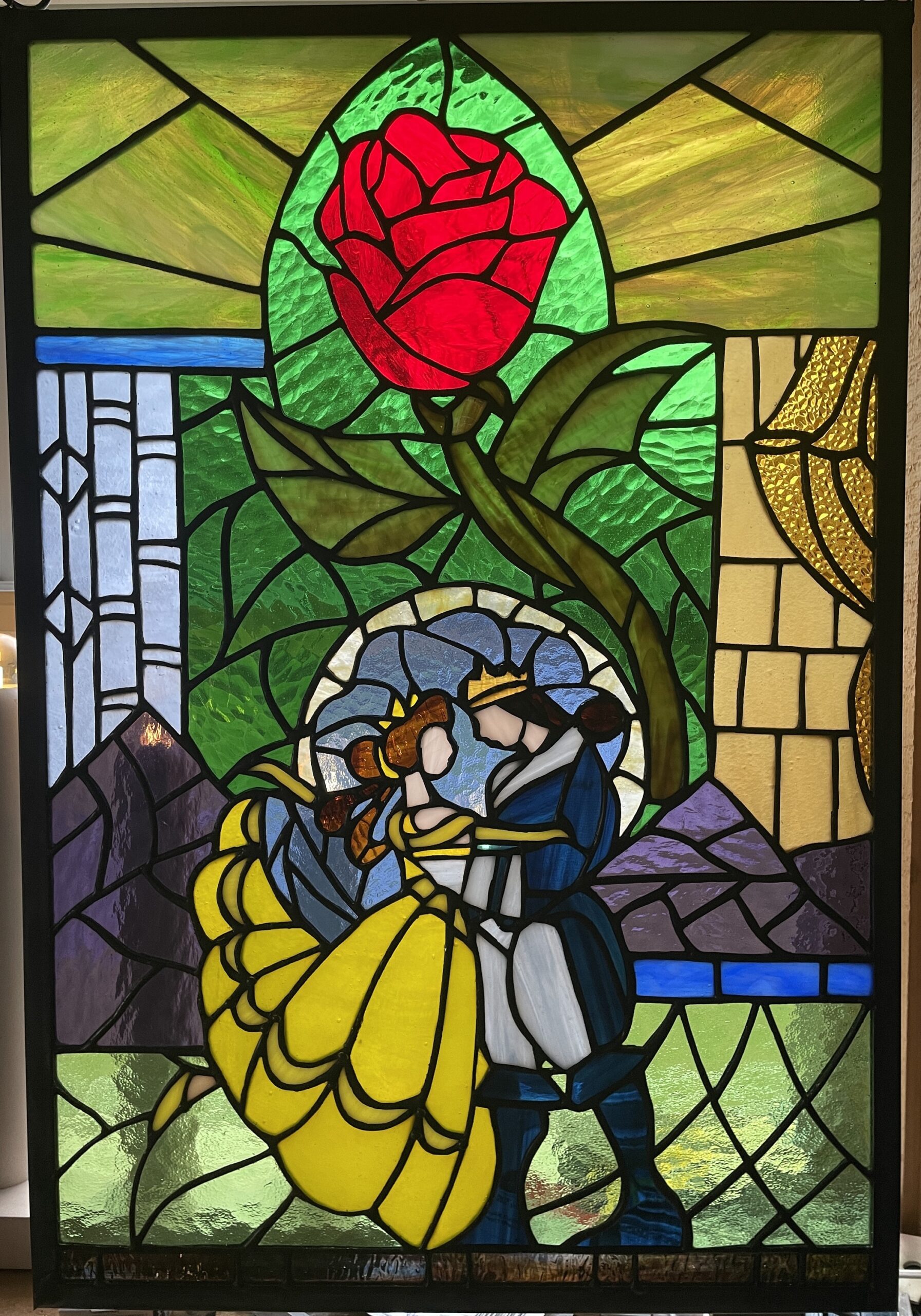 Beauty And The Beast Stained Glass Panel Stained Glass Panel 
