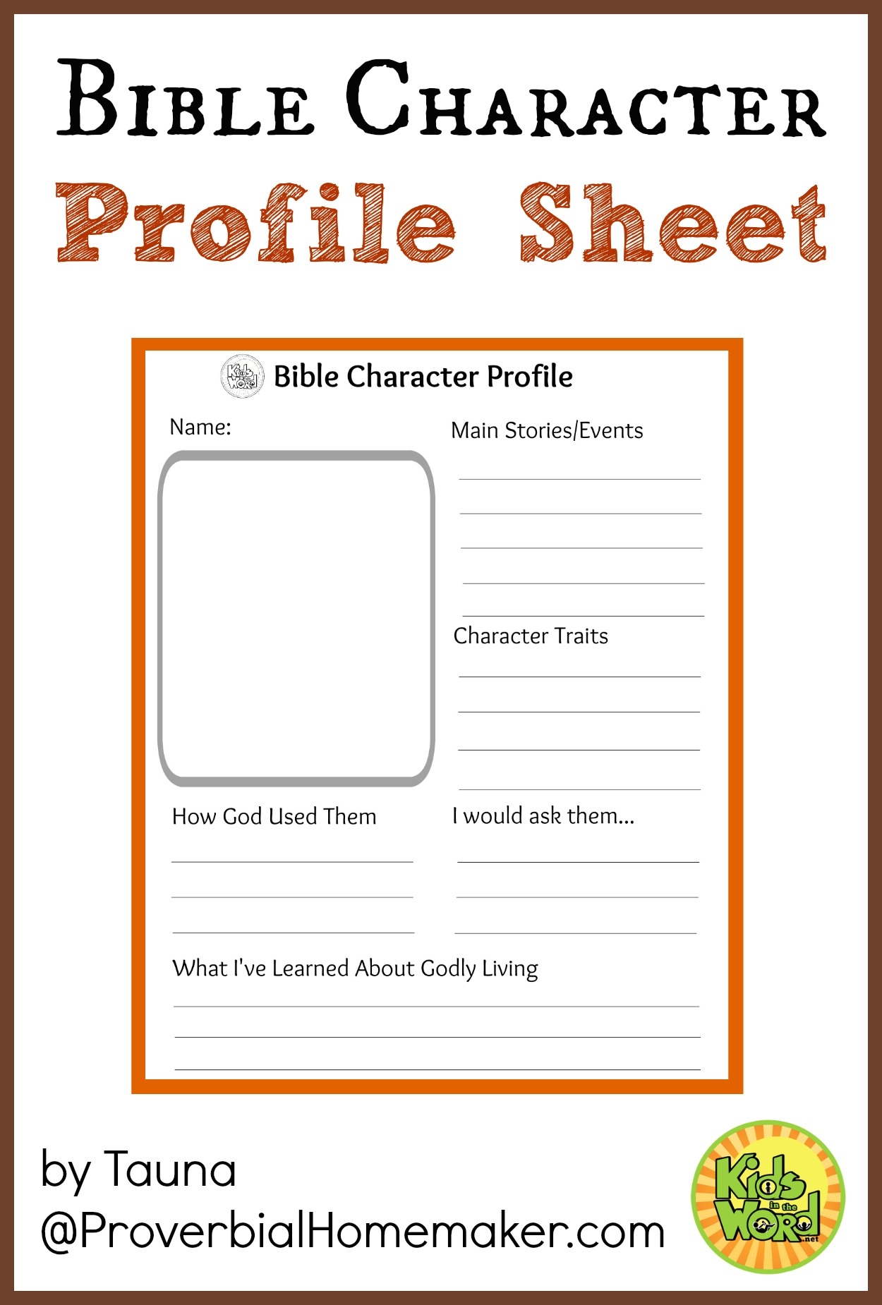 godly character traits printables