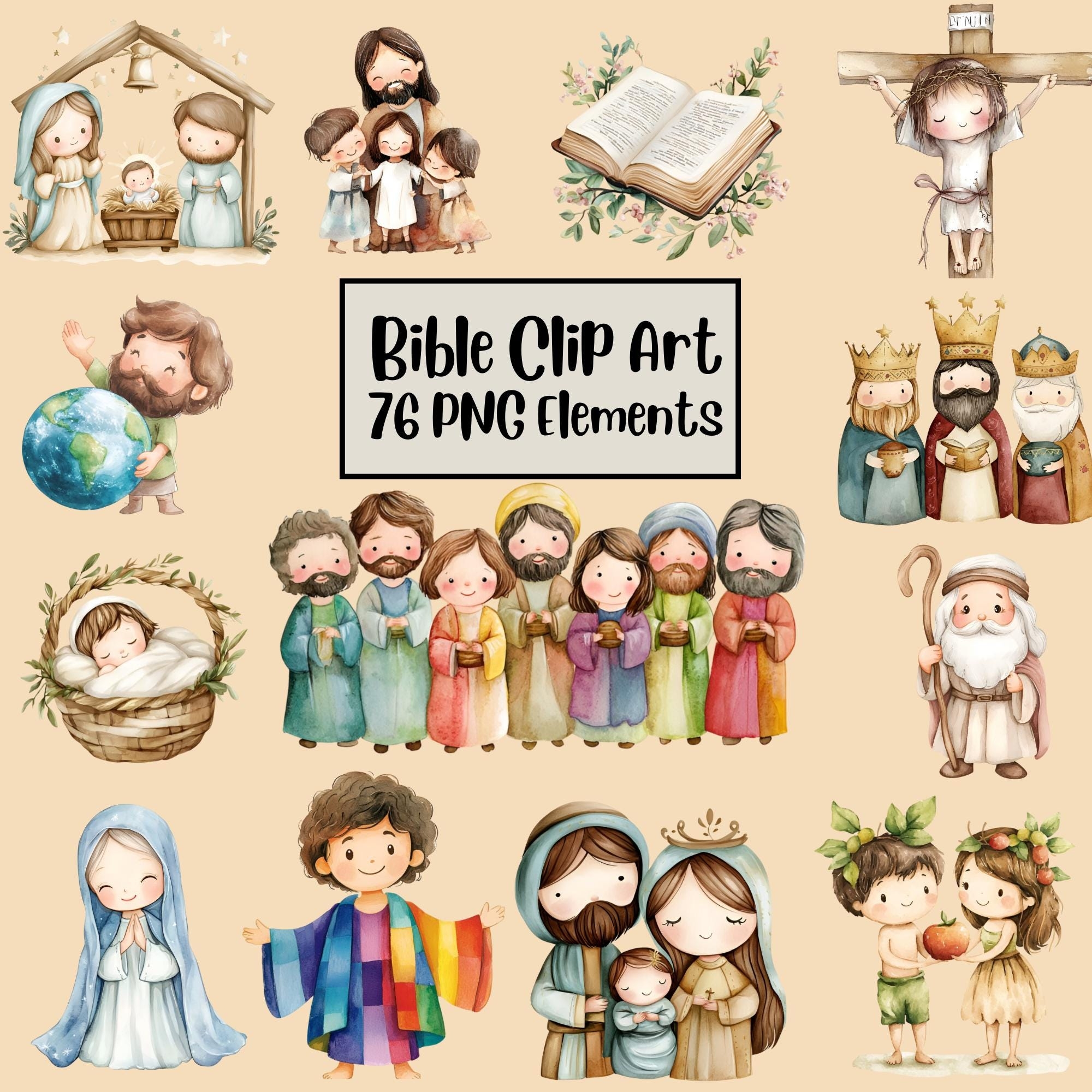 Bible Stories Clipart Bundle Christianity Clipart Biblical Characters Jesus Catholic Clipart Watercolor Graphics Religious Clipart Etsy