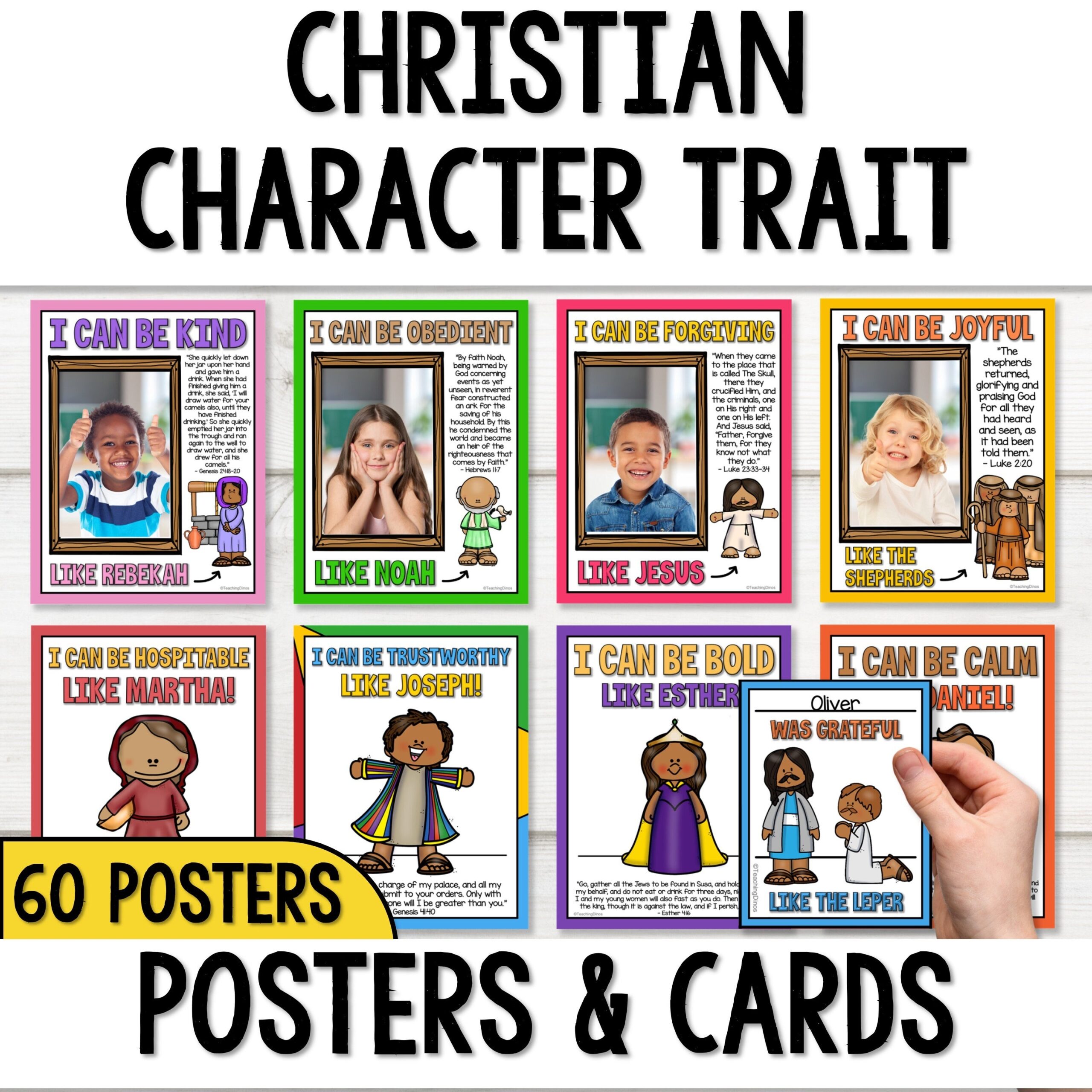 Biblical Character Trait Posters With Bible Verses Classroom 