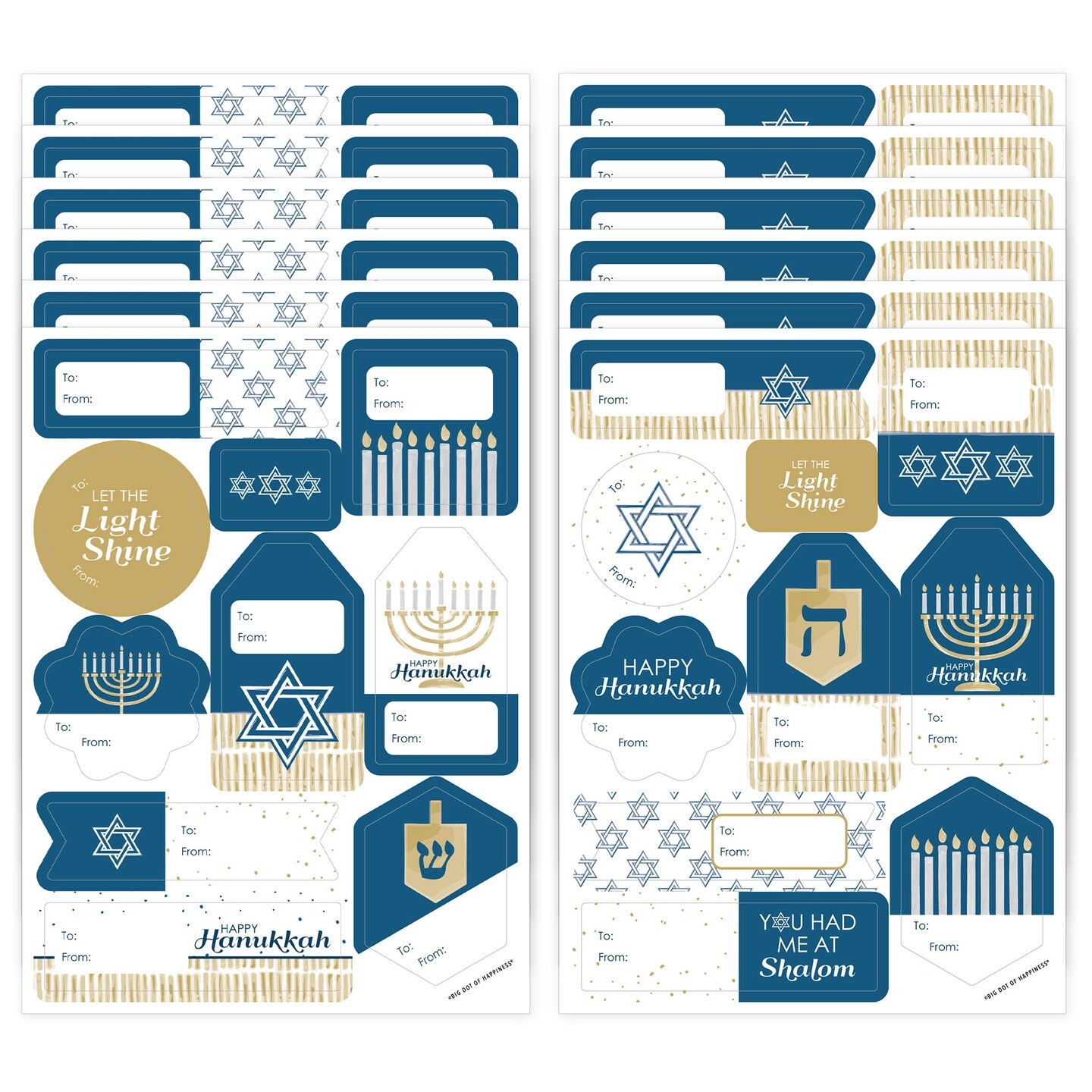 Big Dot Of Happiness Happy Hanukkah Assorted Chanukah Holiday Party Gift Tag Labels To And From Stickers 12 Sheets 120 Stickers Michaels