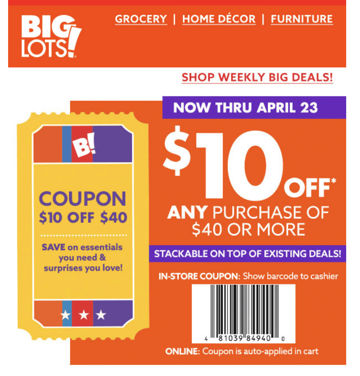 Big Lots Coupon Save 5 Off 15 Or 15 Off 50 Perfect For Decorations 