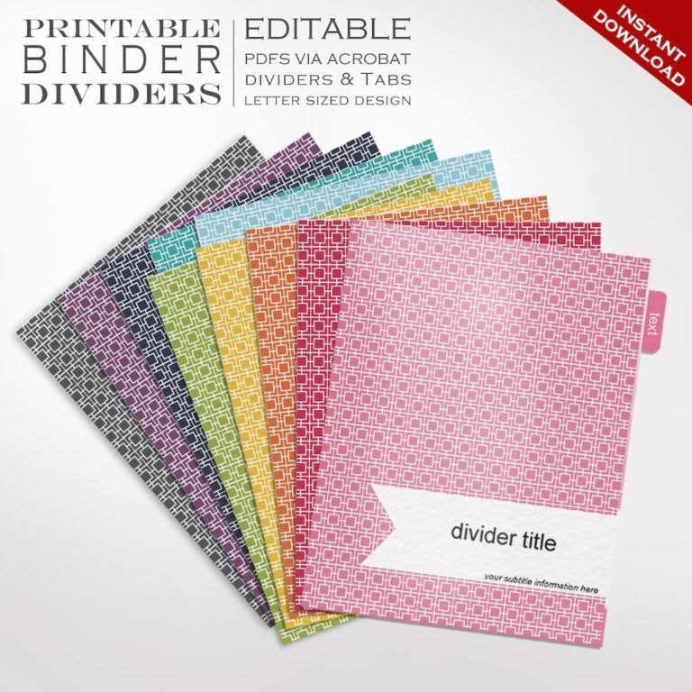 Binder Dividers Printable Binder Dividers Editable Rainbow Mod Square Mod Binder Divider Templates Custom Binder Tabs Printable Divider Etsy