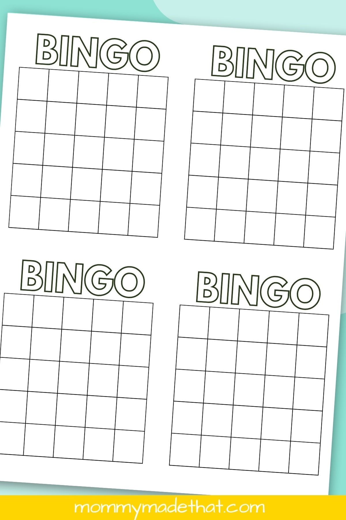 Bingo Card Templates Free Printables 