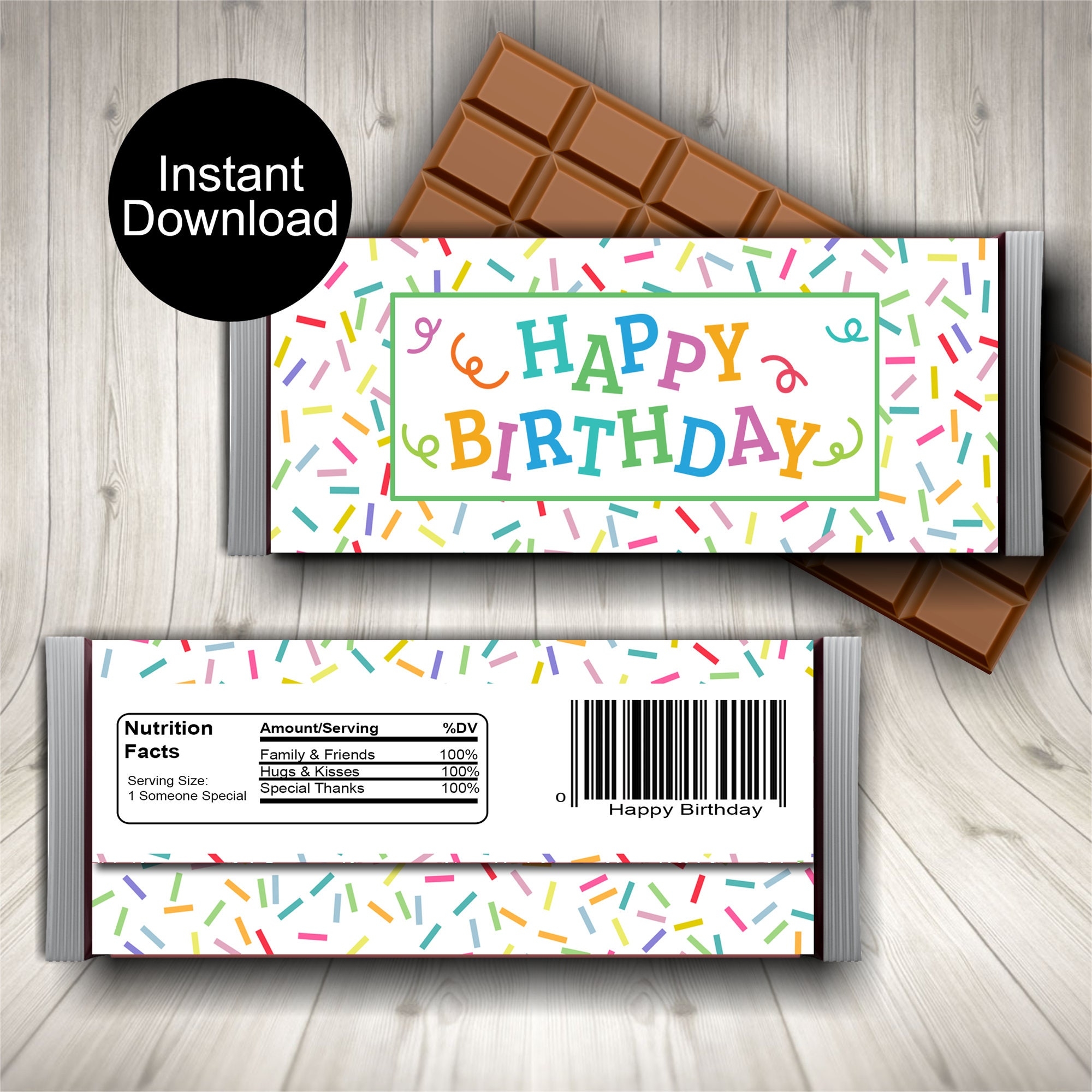 Birthday Candy Bar Wrappers Birthday Favors Party Favors Printable Birthday Wrappers Chocolate Wrappers Instant Download Etsy