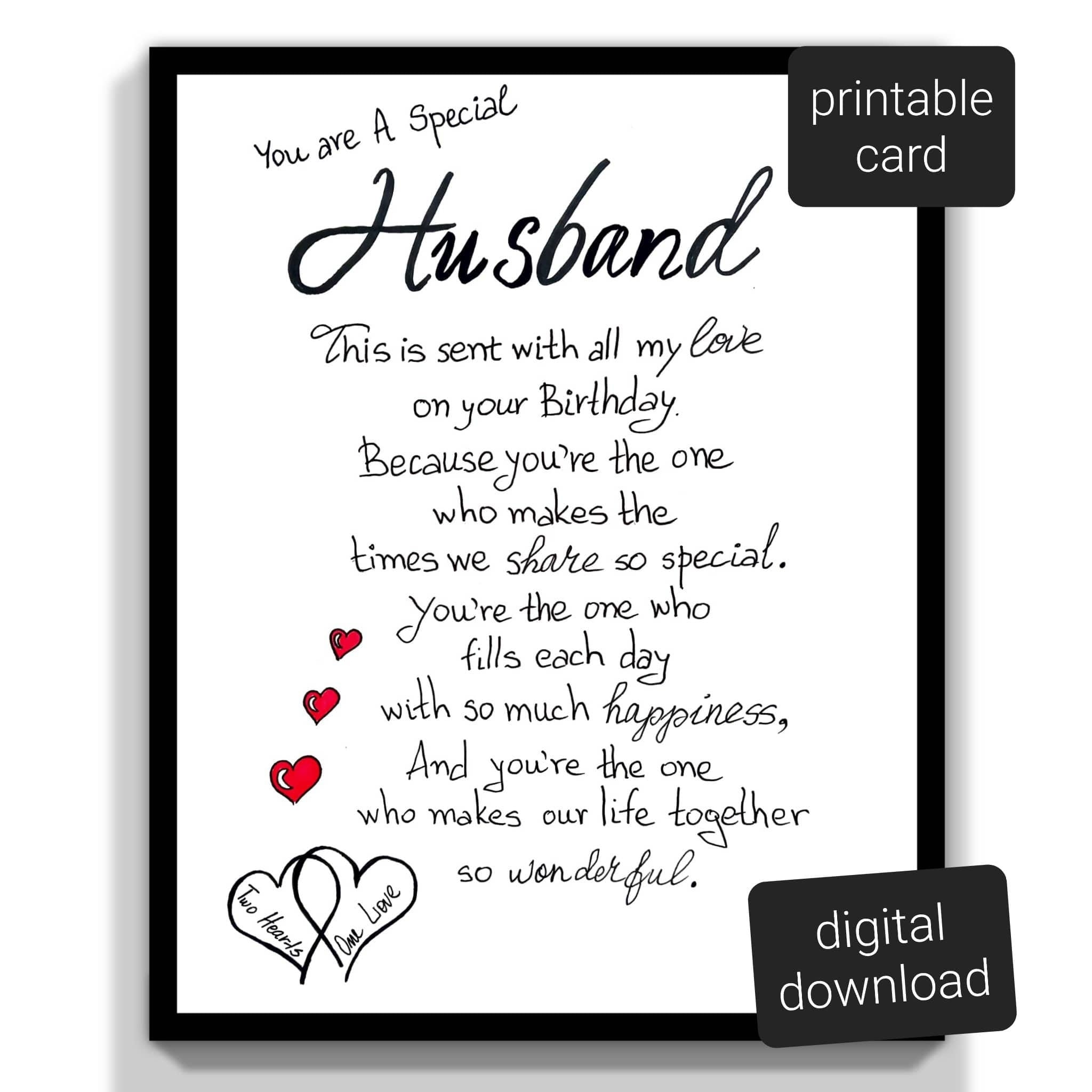 Birthday Husband Printable Card To My Husband Birthday Card Greeting Card For My Husband Happy Birthday To My Husband Card Digital Card Etsy