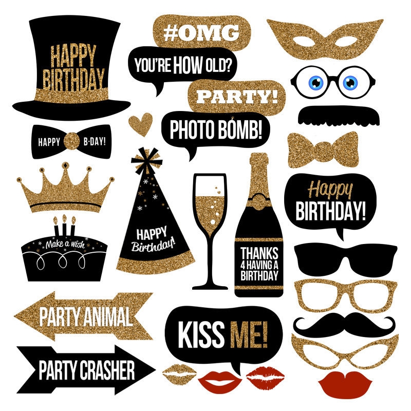 Birthday Photo Booth Props Collection Printable Instant Download Studio 120 Underground