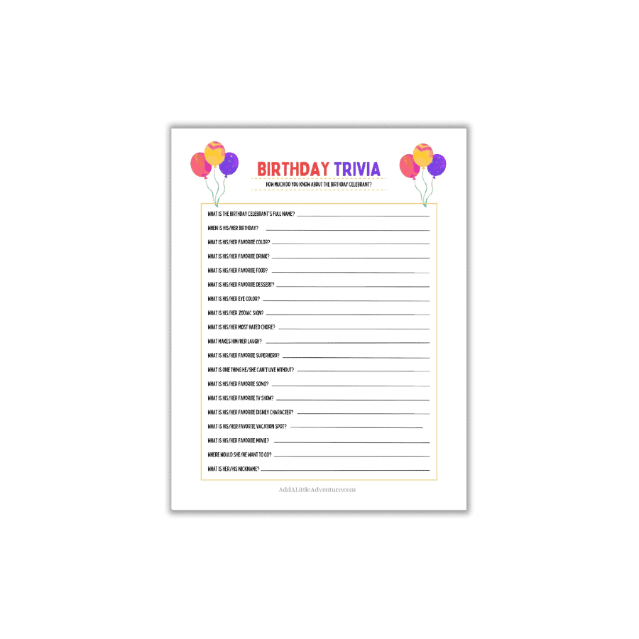 free printable birthday trivia games