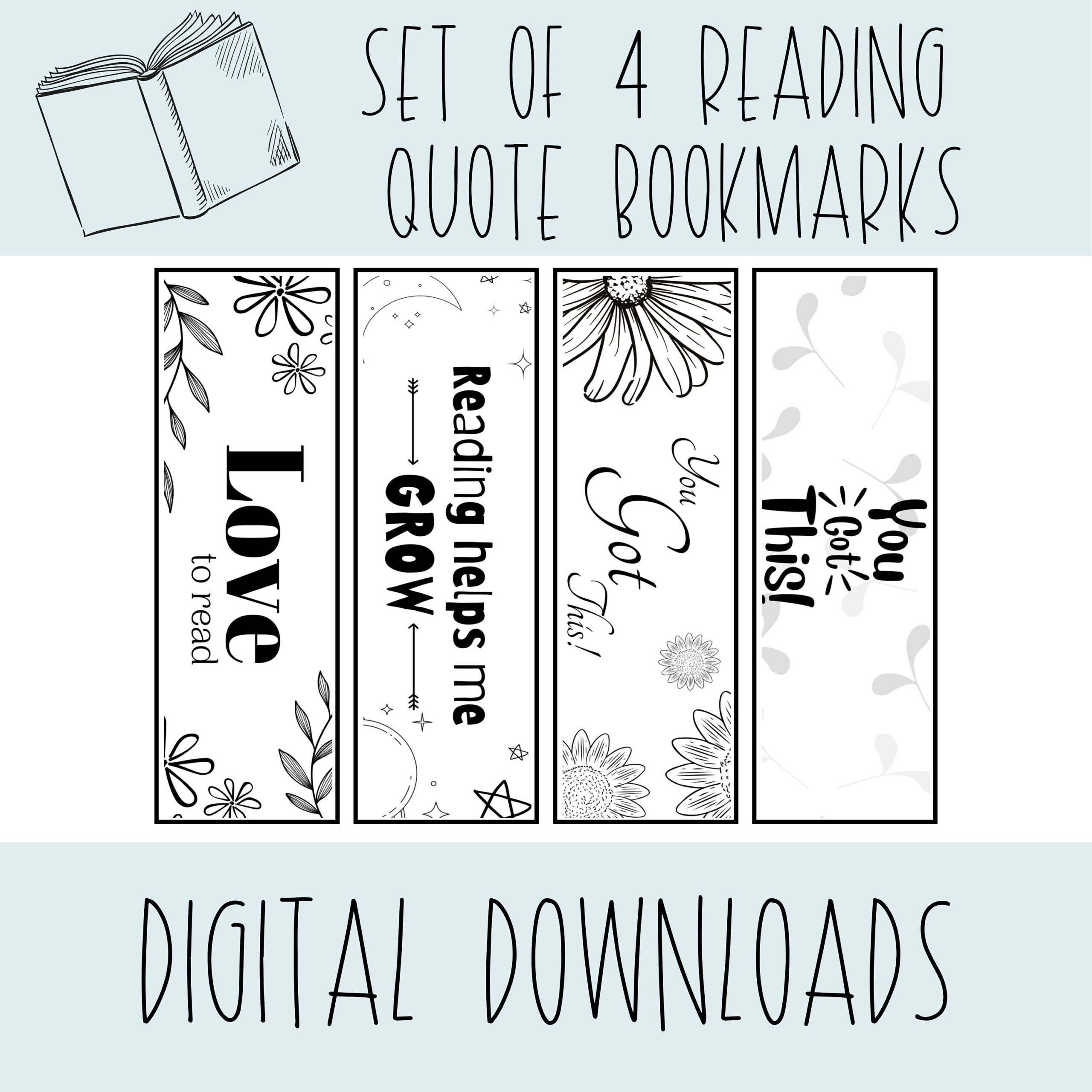 Black And White Printable Bookmarks Book Lovers Bookmarks Minimalist Bookmarks Printable Motivational Reading Accessories Black And White Printable Bookmarks Book Lovers Bookmarks Minimalist Bookmarks Printable Motivational Reading Accessories