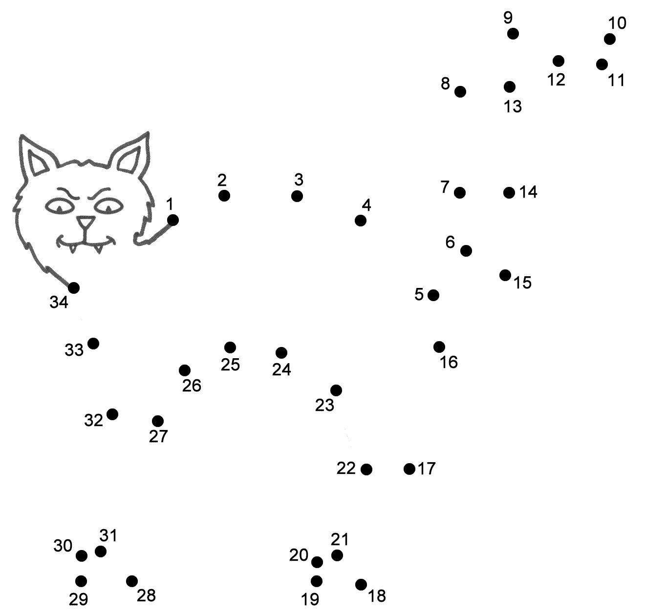 Black Cat Connect The Dots Count By 1s Halloween Worksheets Library