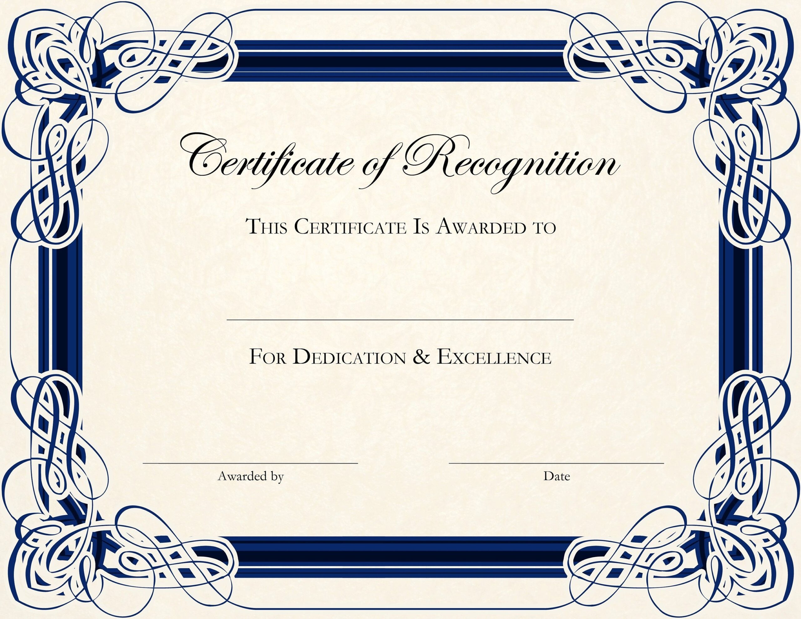 Blank Certificate Of Recognition