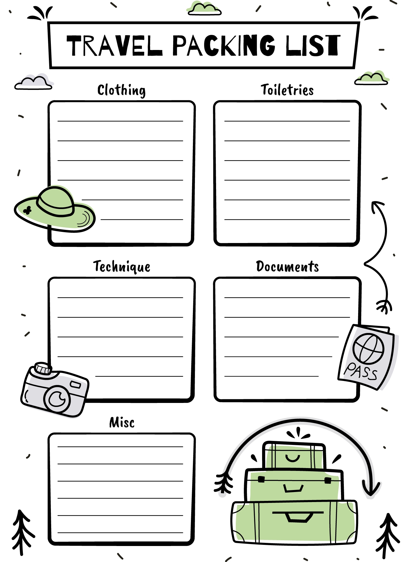 Blank Vacation Packing List Free Google Docs Template Gdoc io