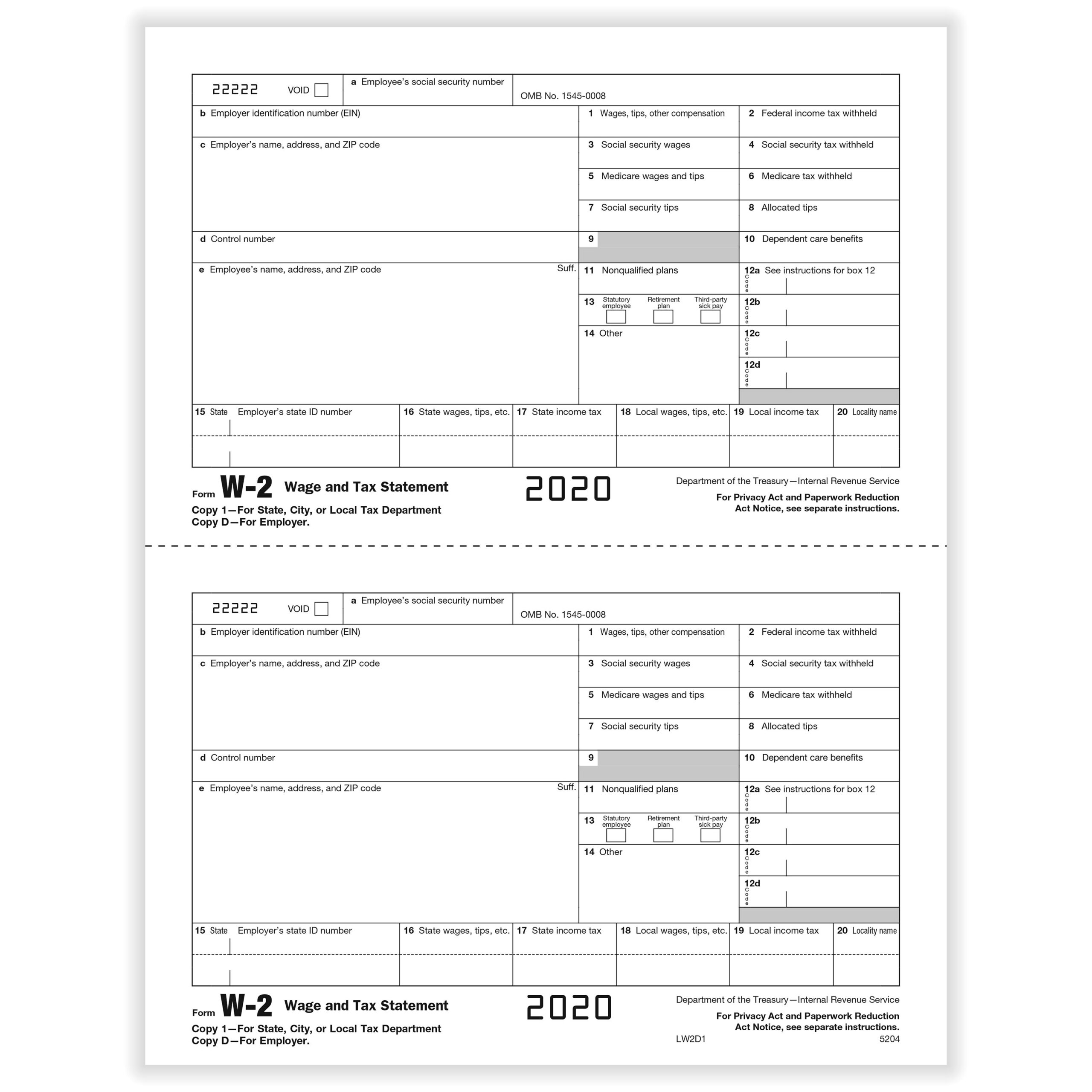 Blank W2 Form Printable Printable Party Favors