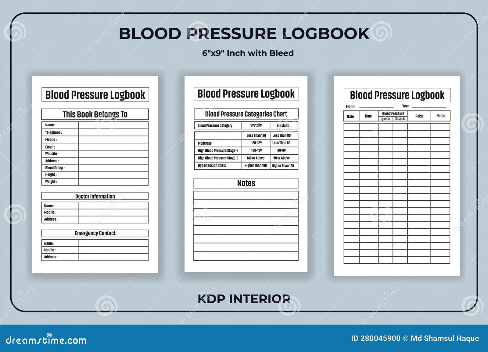 Blood Pressure Logbook KDP Interior Stock Vector Illustration Of Handwriting List 280045900
